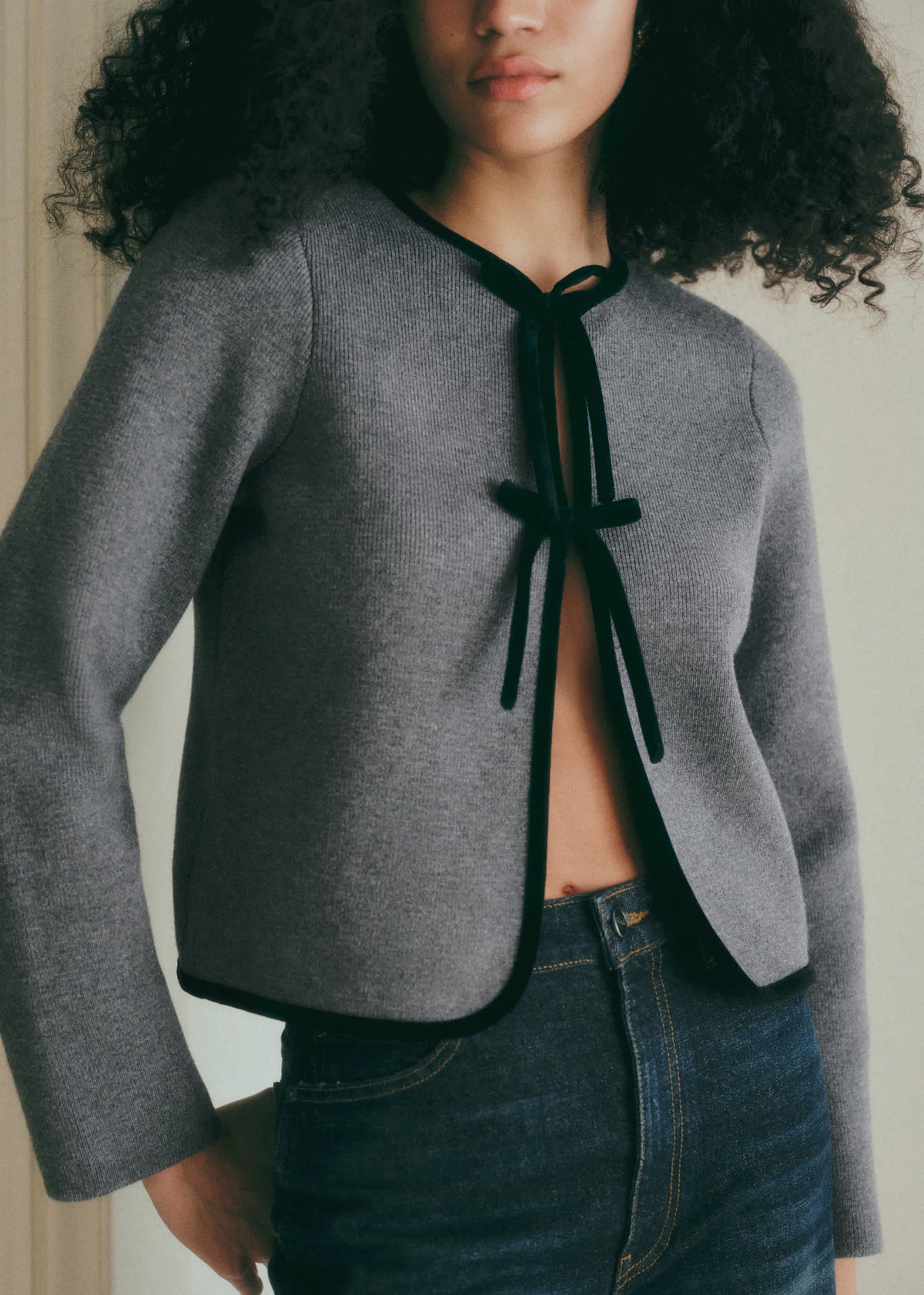 Gilet Susie - Gris détails noir