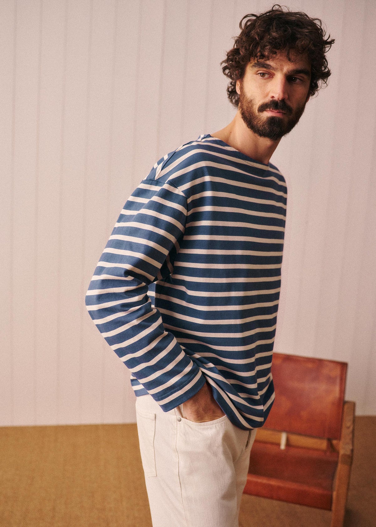 T-Shirt Ronan - Rayures Bleu Acier / Ecru