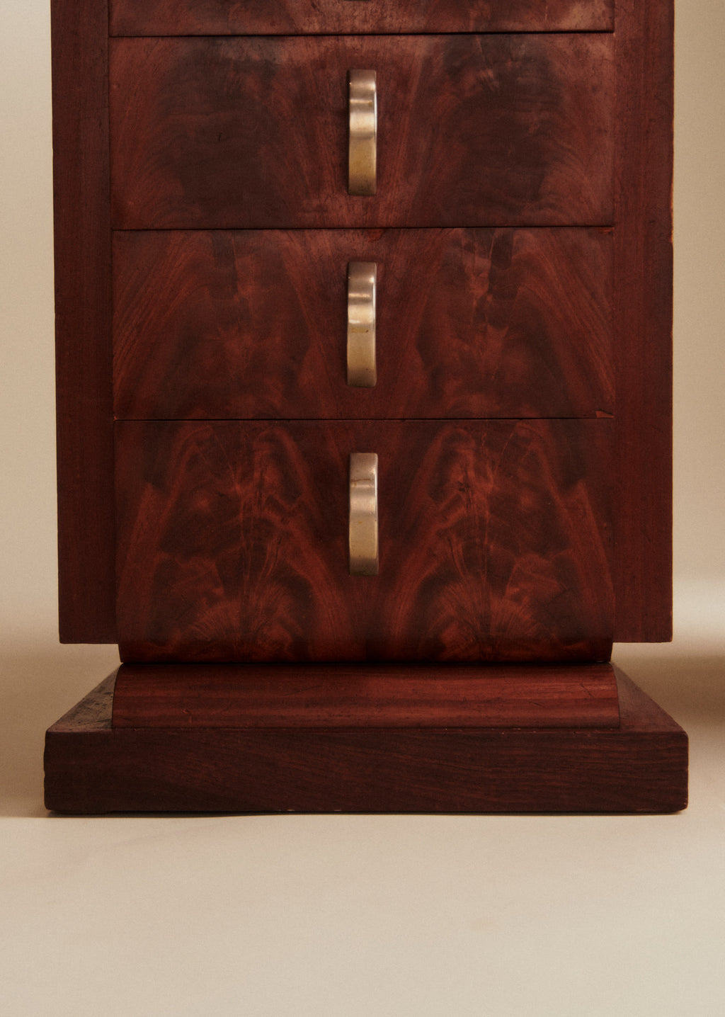 Bureau vintage en placage de ronce d'acajou - Placage de ronce d'acajou