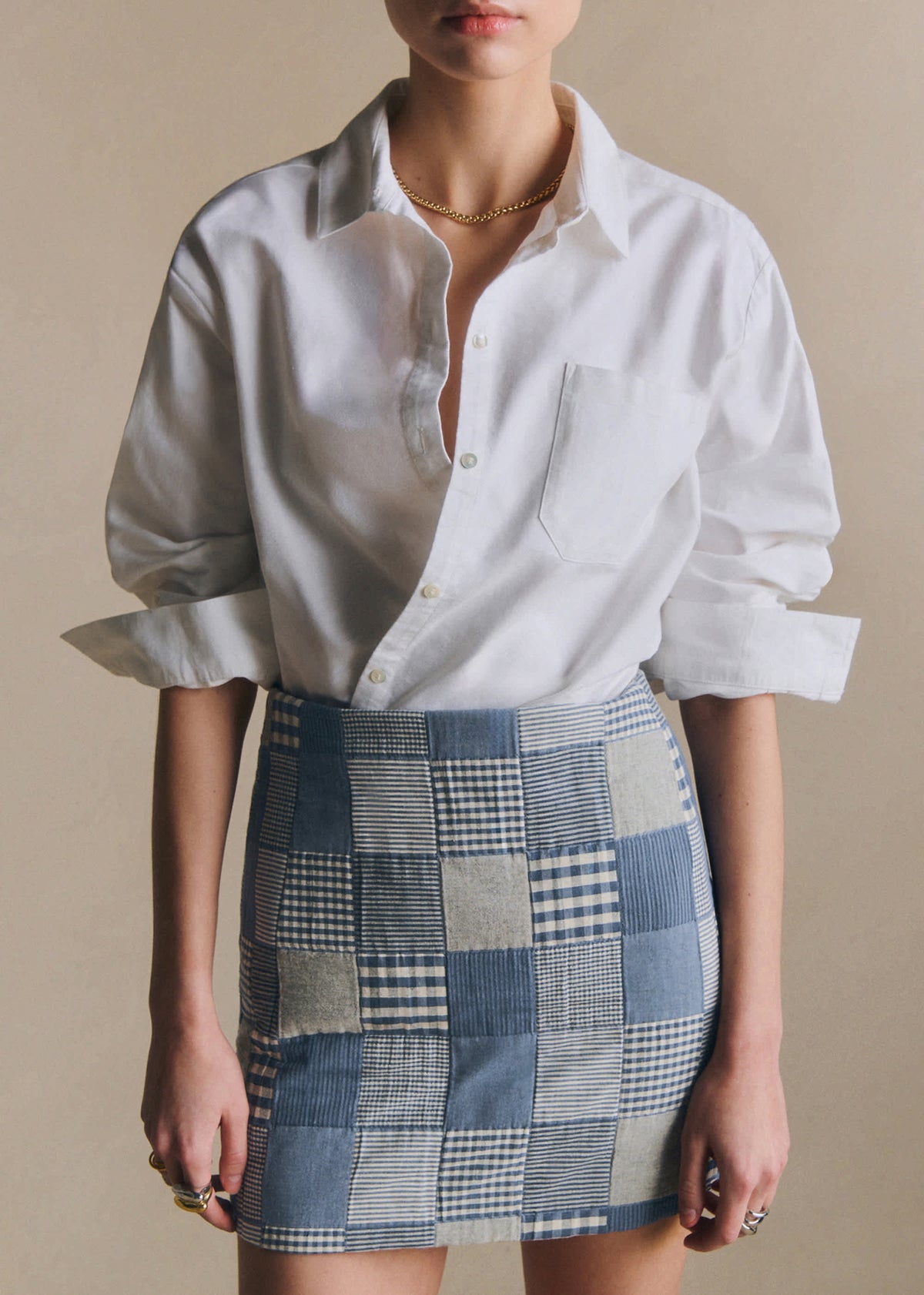 Jupe Malia - Patchwork Carreaux Bleu