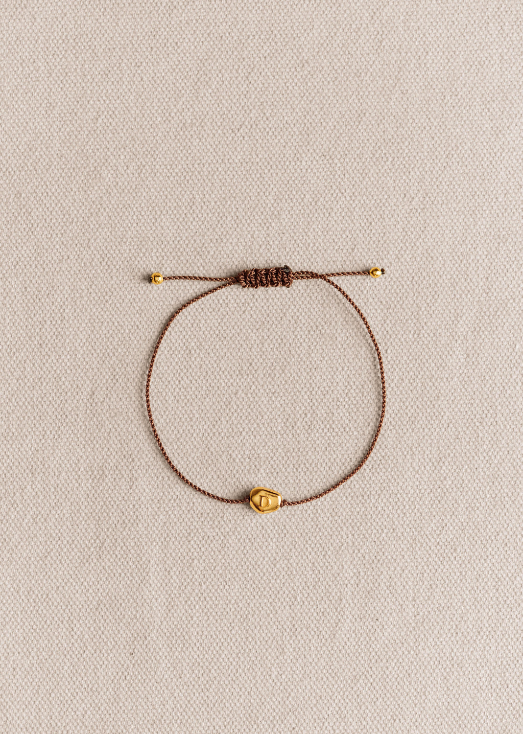 Bracelet Cléo - Chocolat - Lettre D