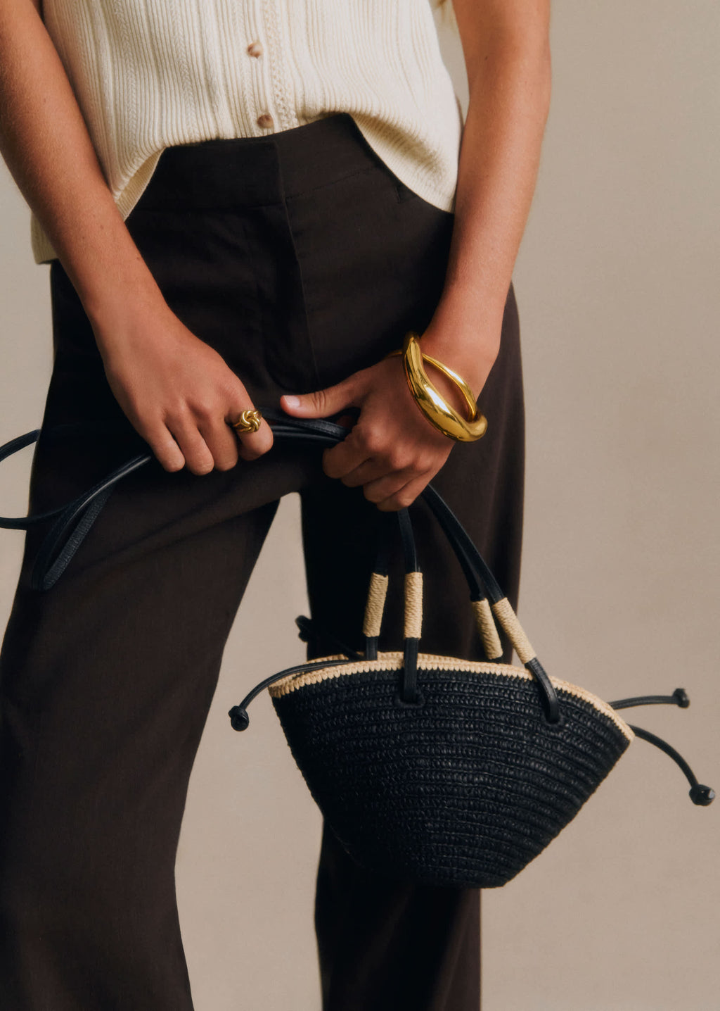 Panier Mini Maia - Raphia Noir