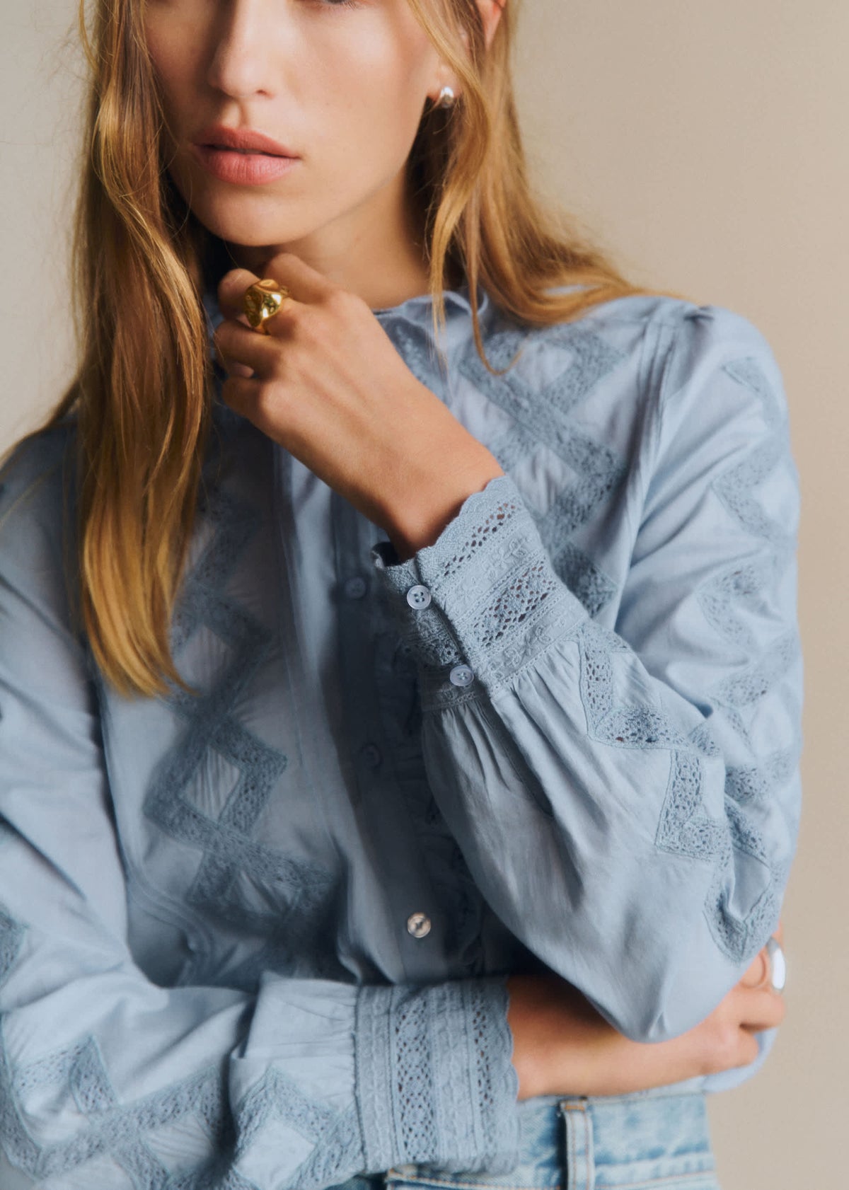 Chemise Chlo - Dentelle Bleu Vintage