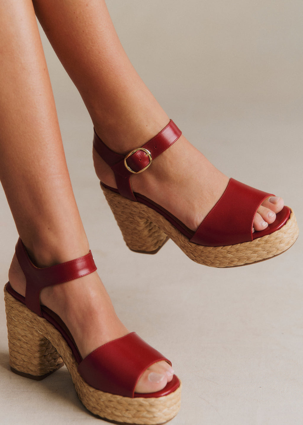 Sandales High Dorothée - Cerise Lisse