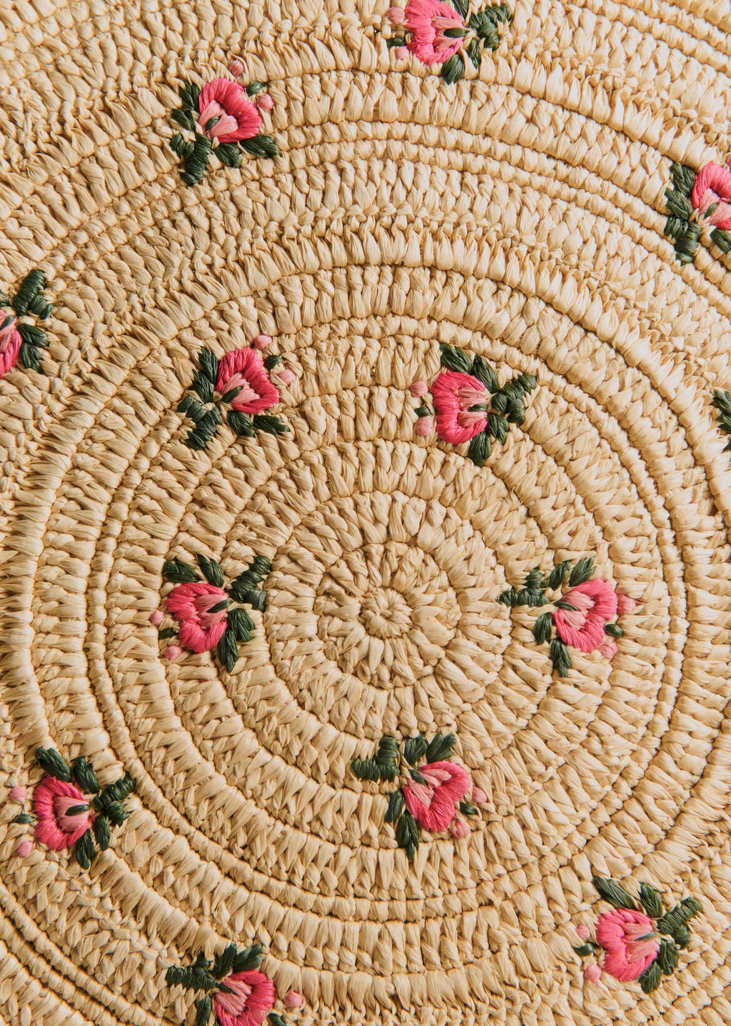 Panier June - Naturel broderies fleurs muti