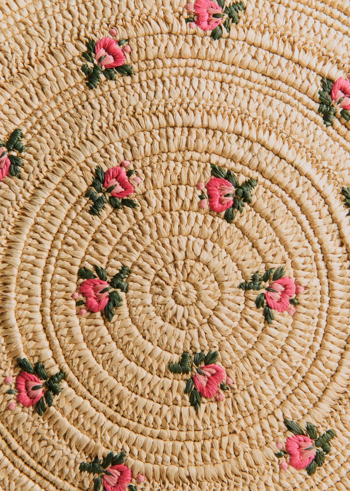 Panier June - Naturel broderies fleurs muti