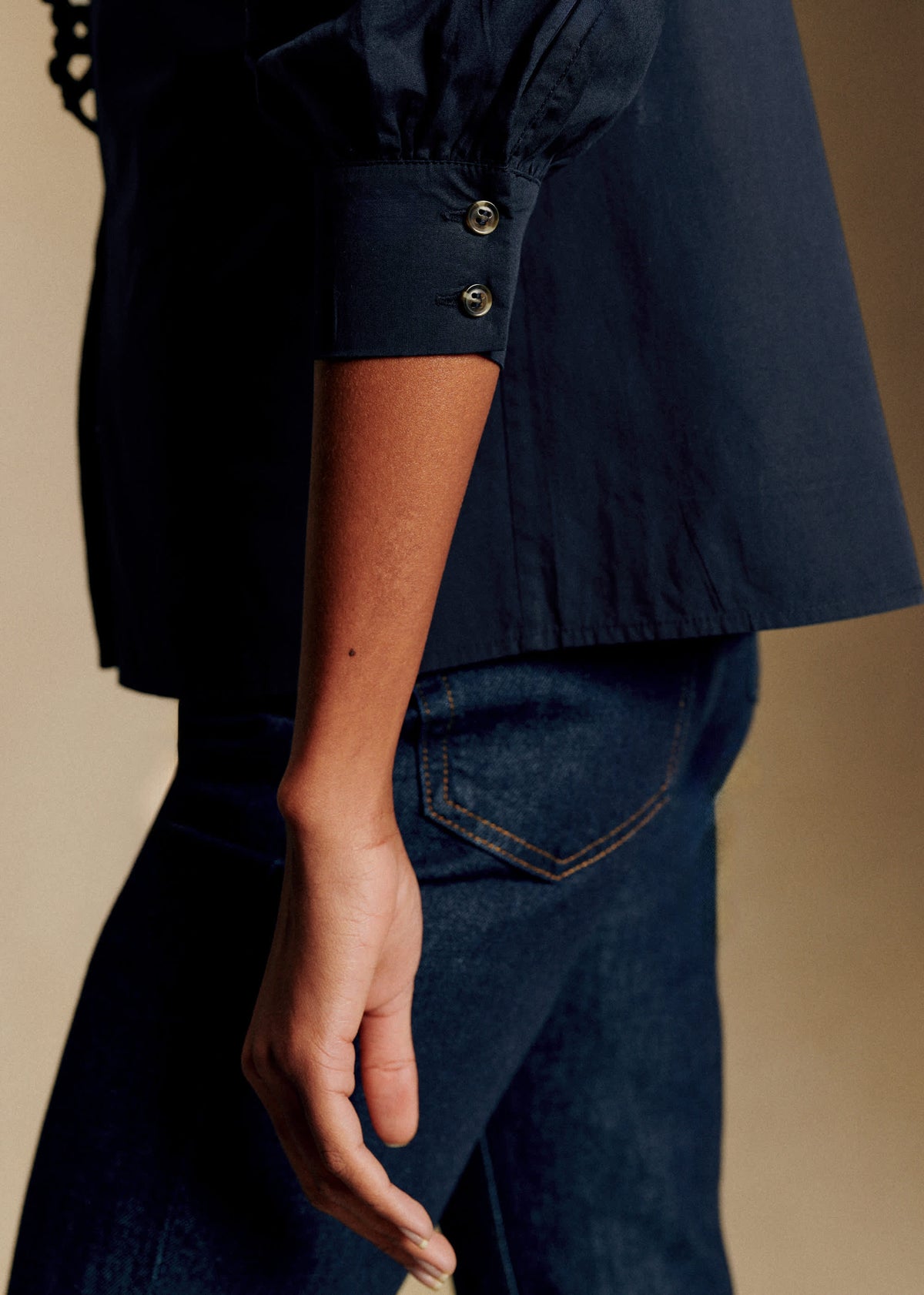 Chemise Chlo - Broderie unie marine