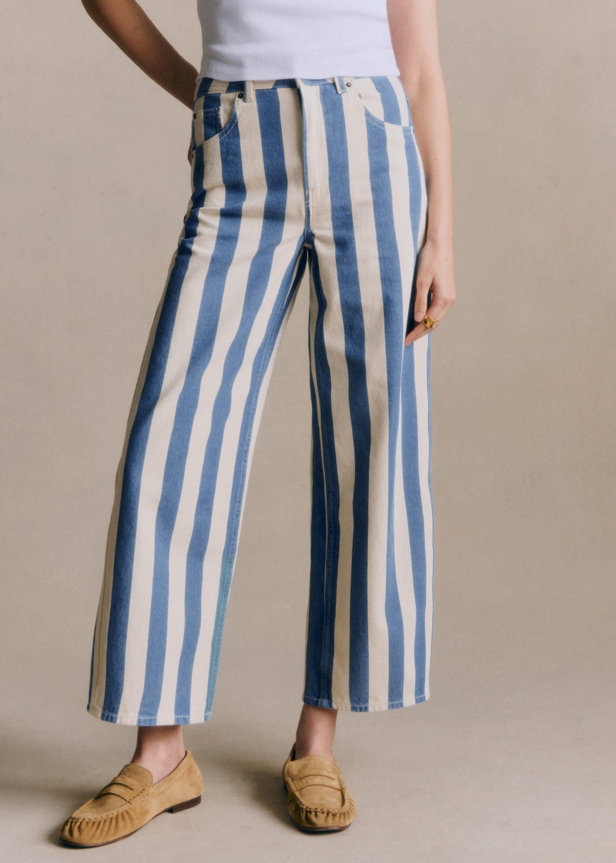 Le Crop - Rayures Parasol Creme Bleu