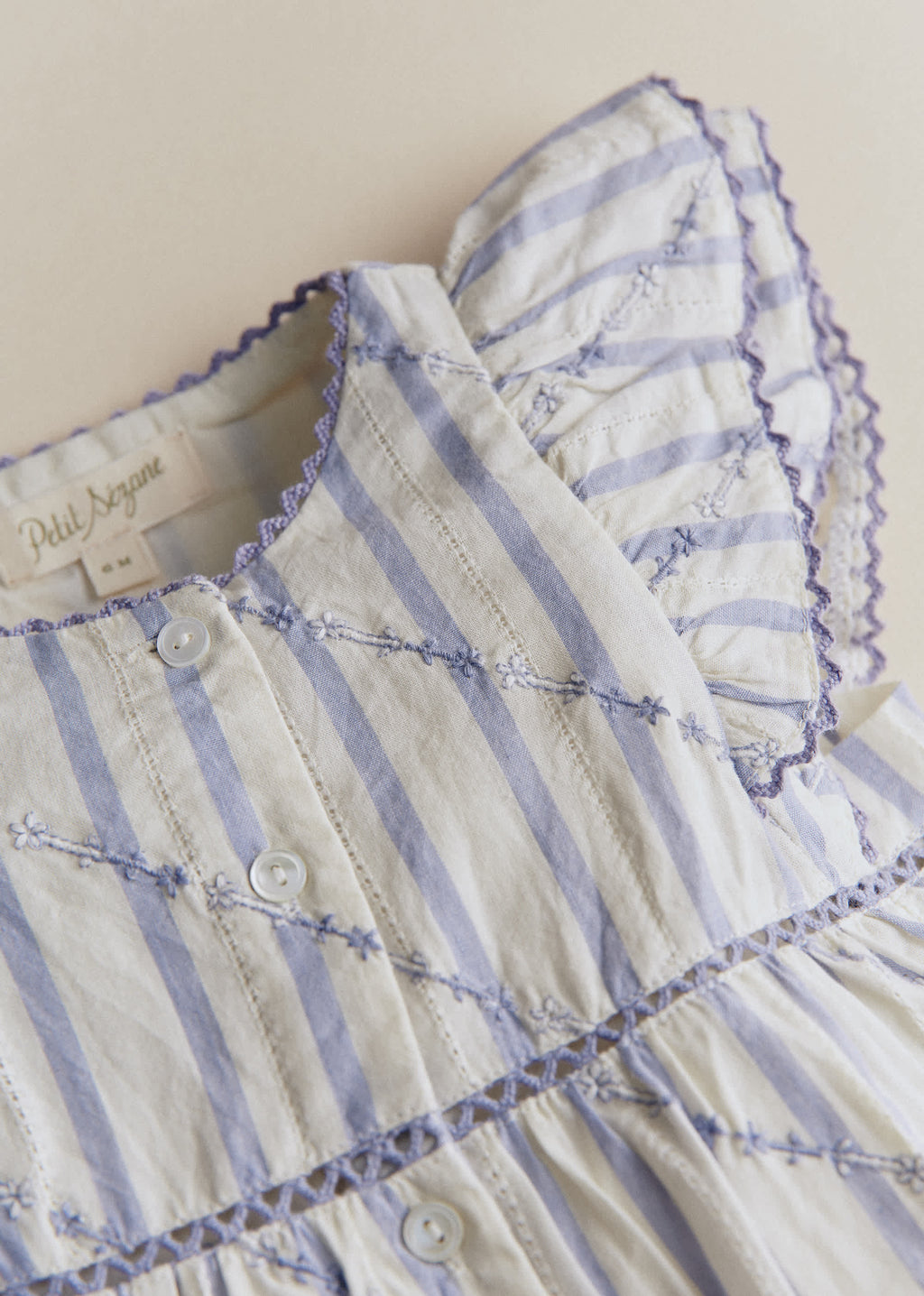 Robe Natalia - Rayures Lavande Broderie