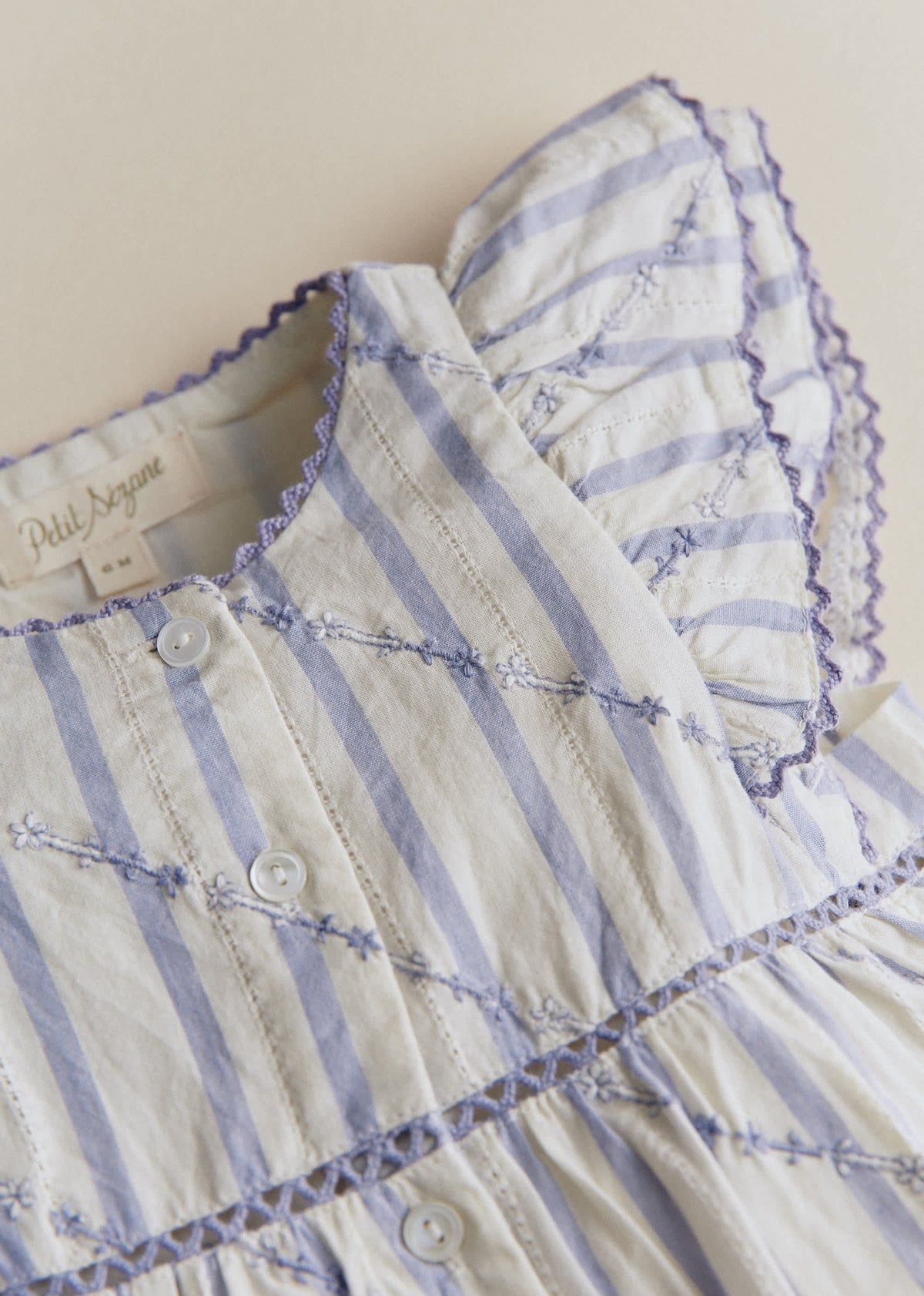 Robe Natalia - Rayures Lavande Broderie