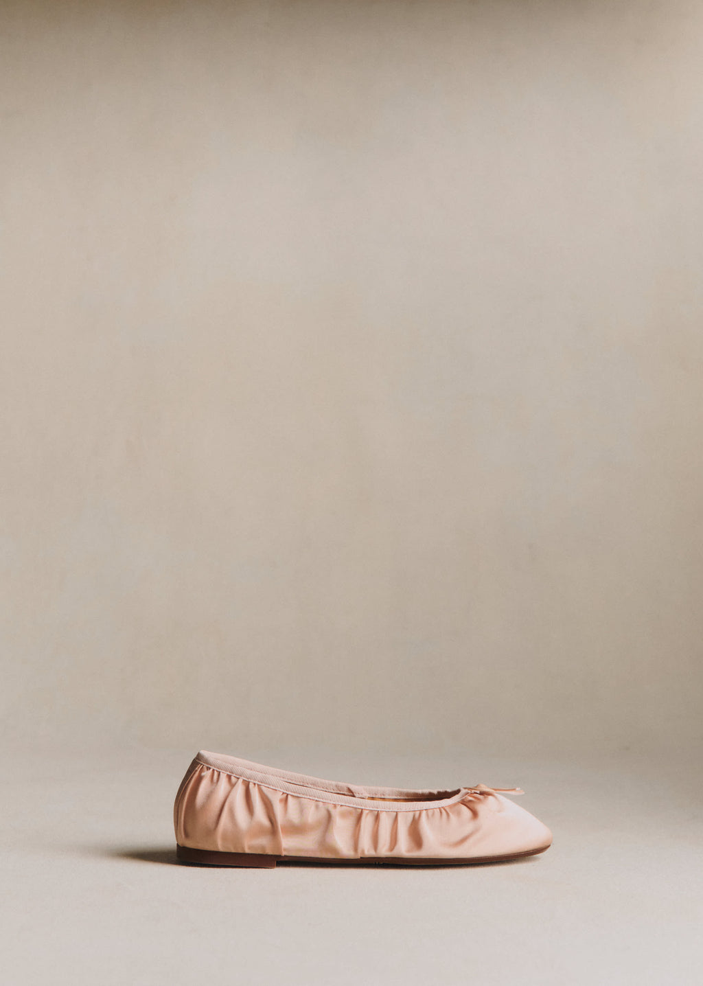 Ballerines Low Agathe - Rose Pâle Satin Plissé