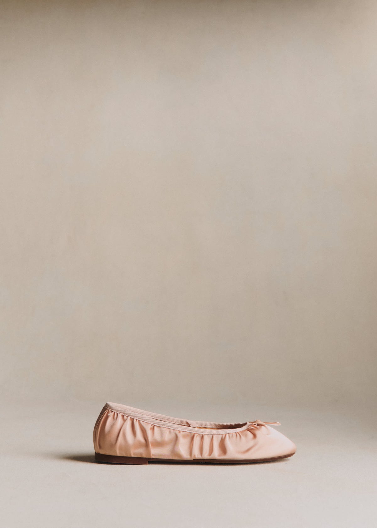 Ballerines Low Agathe - Rose Pâle Satin Plissé