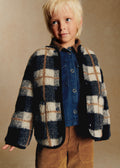 Manteau Sari - Carreaux Bleu et Ecru