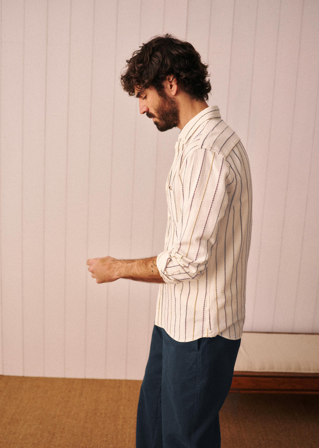 Chemise Charlie Texturée - Écru Rayures Multico