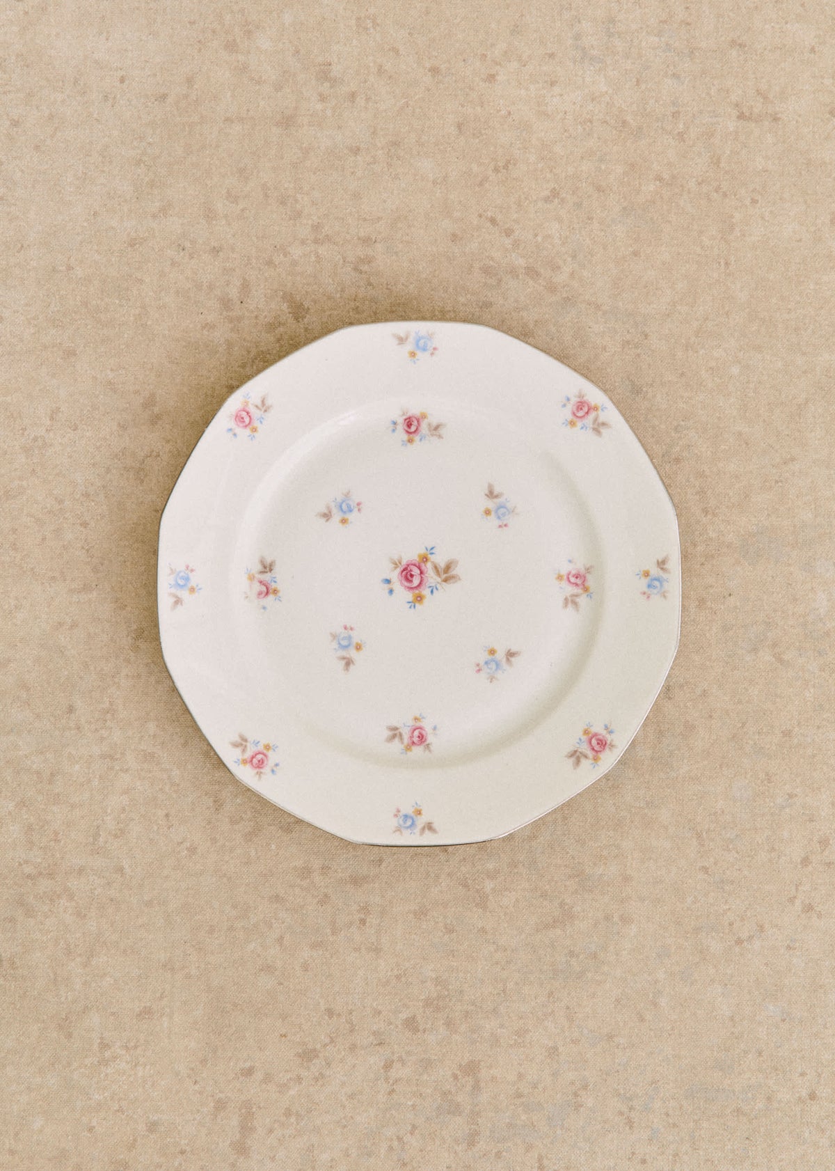Assiettes Anciennes, Fleurs anglaises - Lot de 6 assiettes plates - Décor n°9