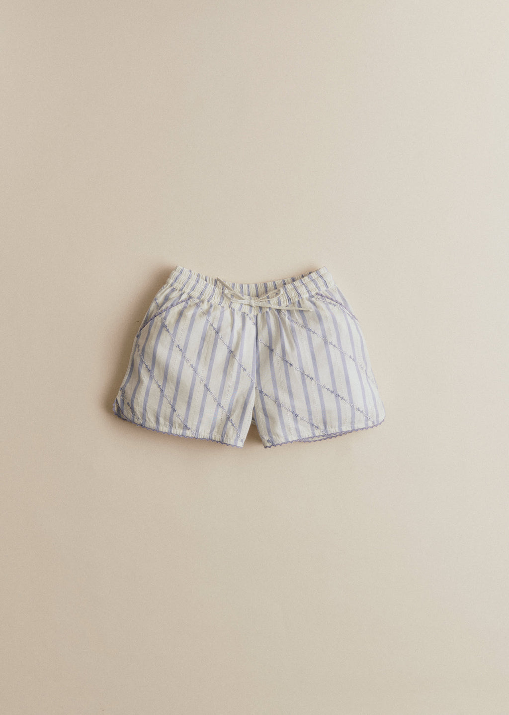 Short Coralie - Rayures Lavande Broderie
