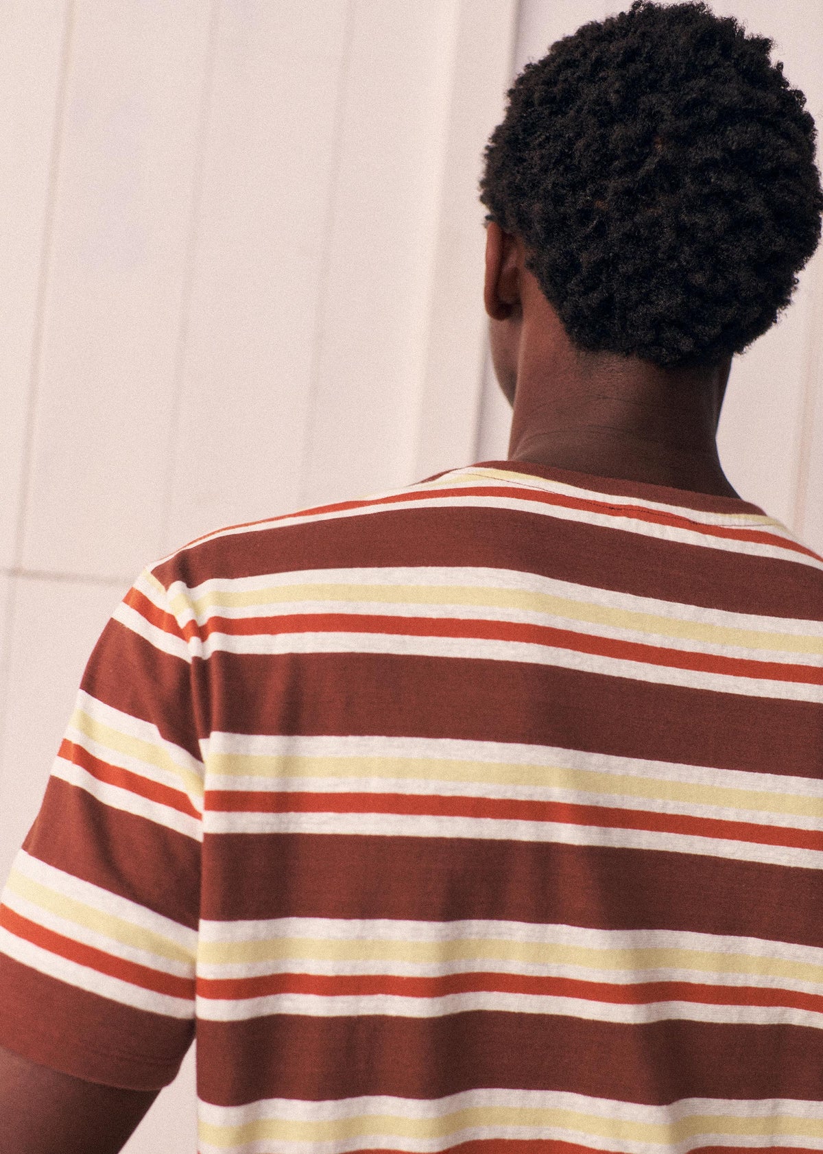 T-Shirt Fabio - Marron Rayures Jaune / Rouge