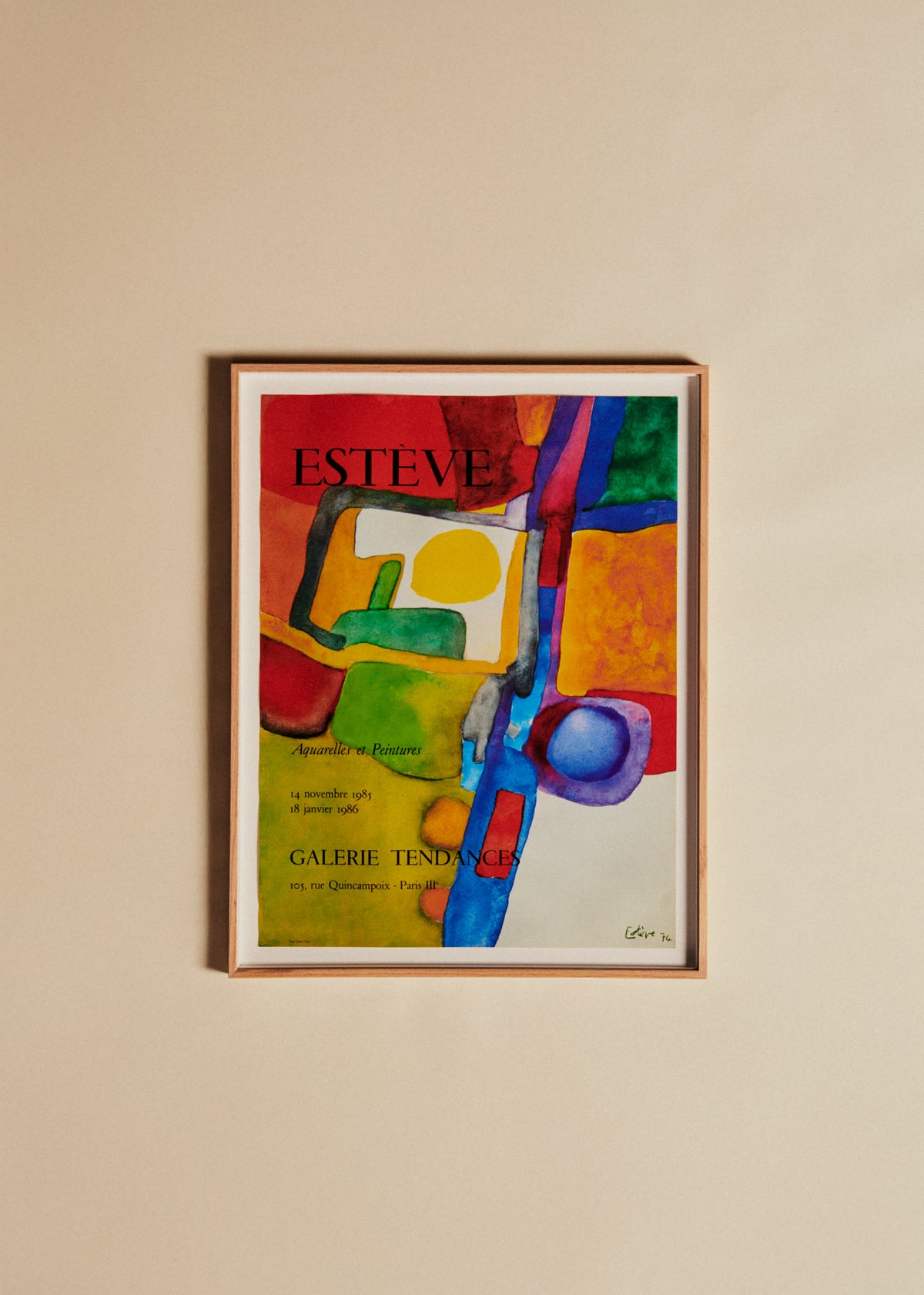 Affiche Galerie Tendances, Estève, 1985-1986 - 53 x 68 cm