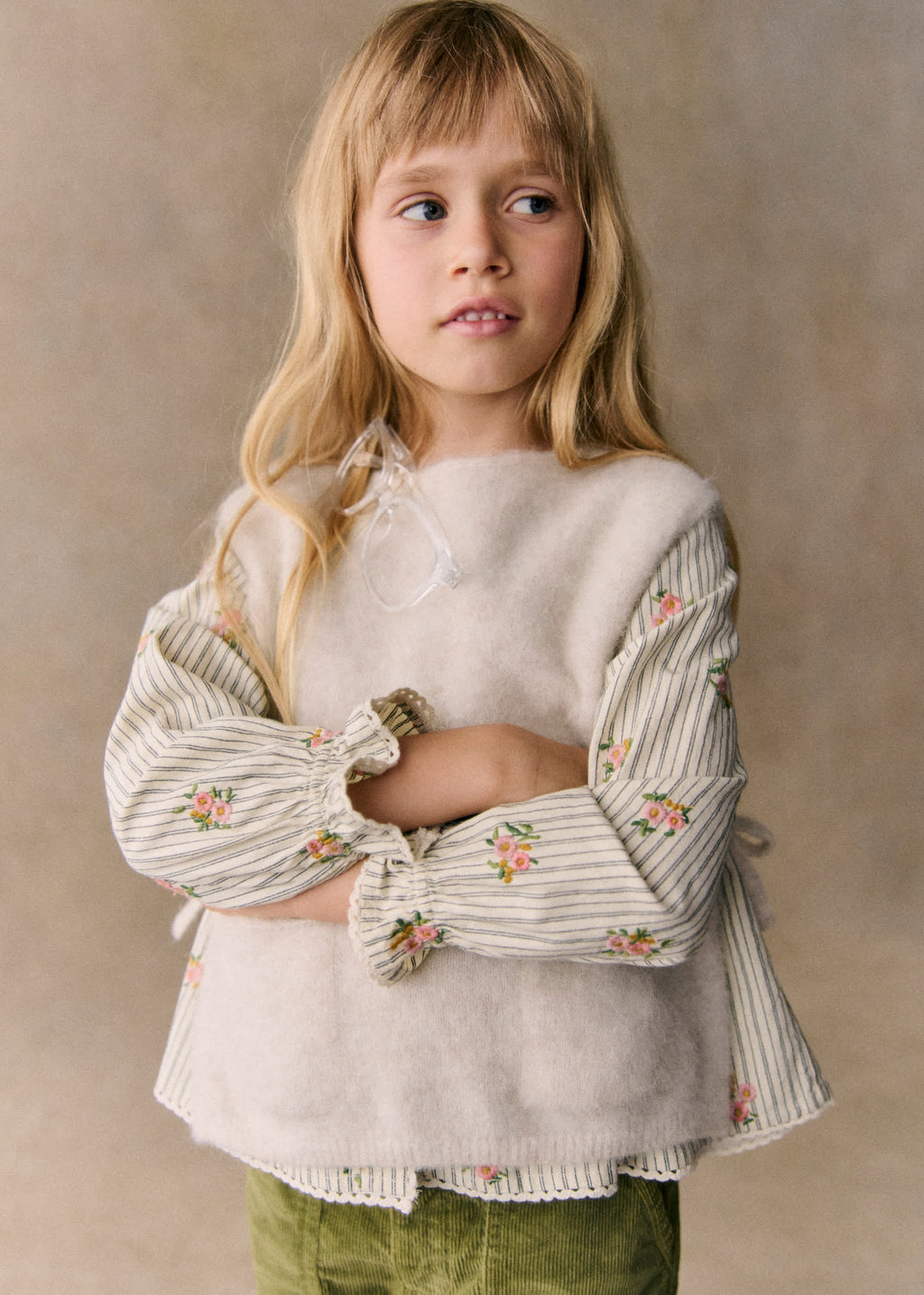 Blouse Adèle - Rayures Broderies Fleurs