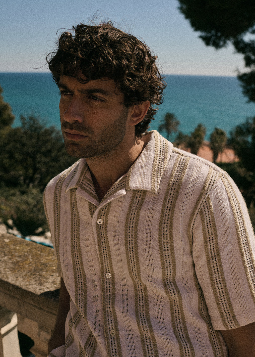 Chemise Holt Texturée - Écru Rayures Beiges