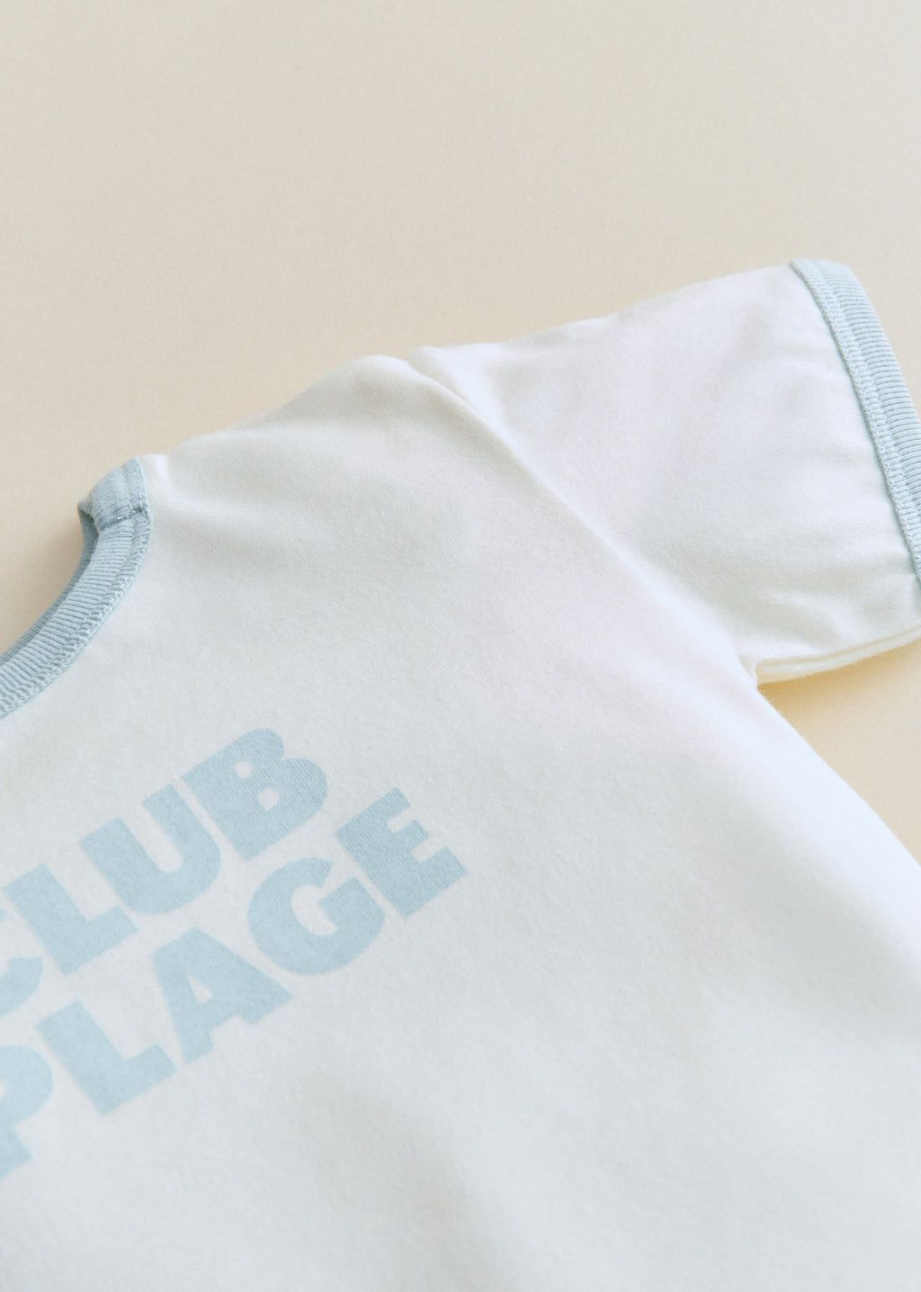 T-Shirt Club Plage - Ecru / Bleu ciel