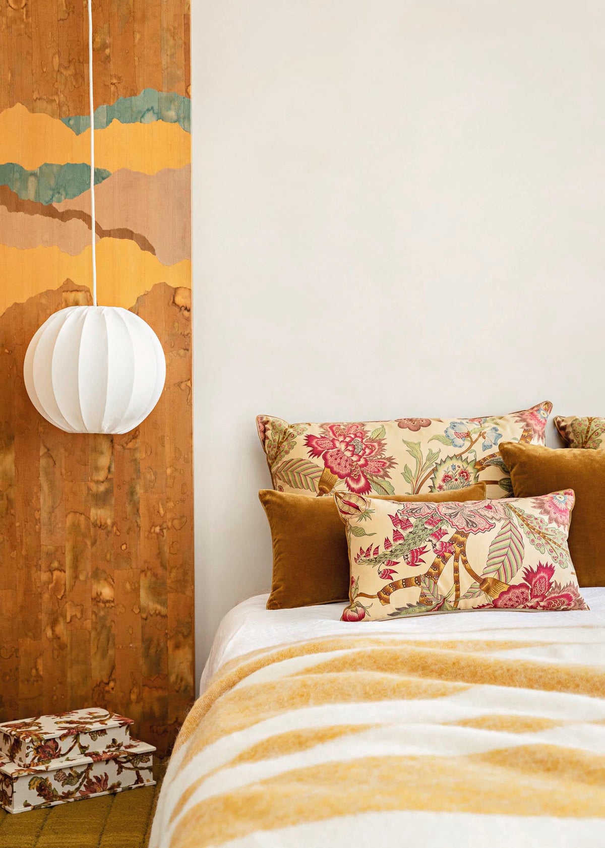 Plaid en mohair - Rayures ocres