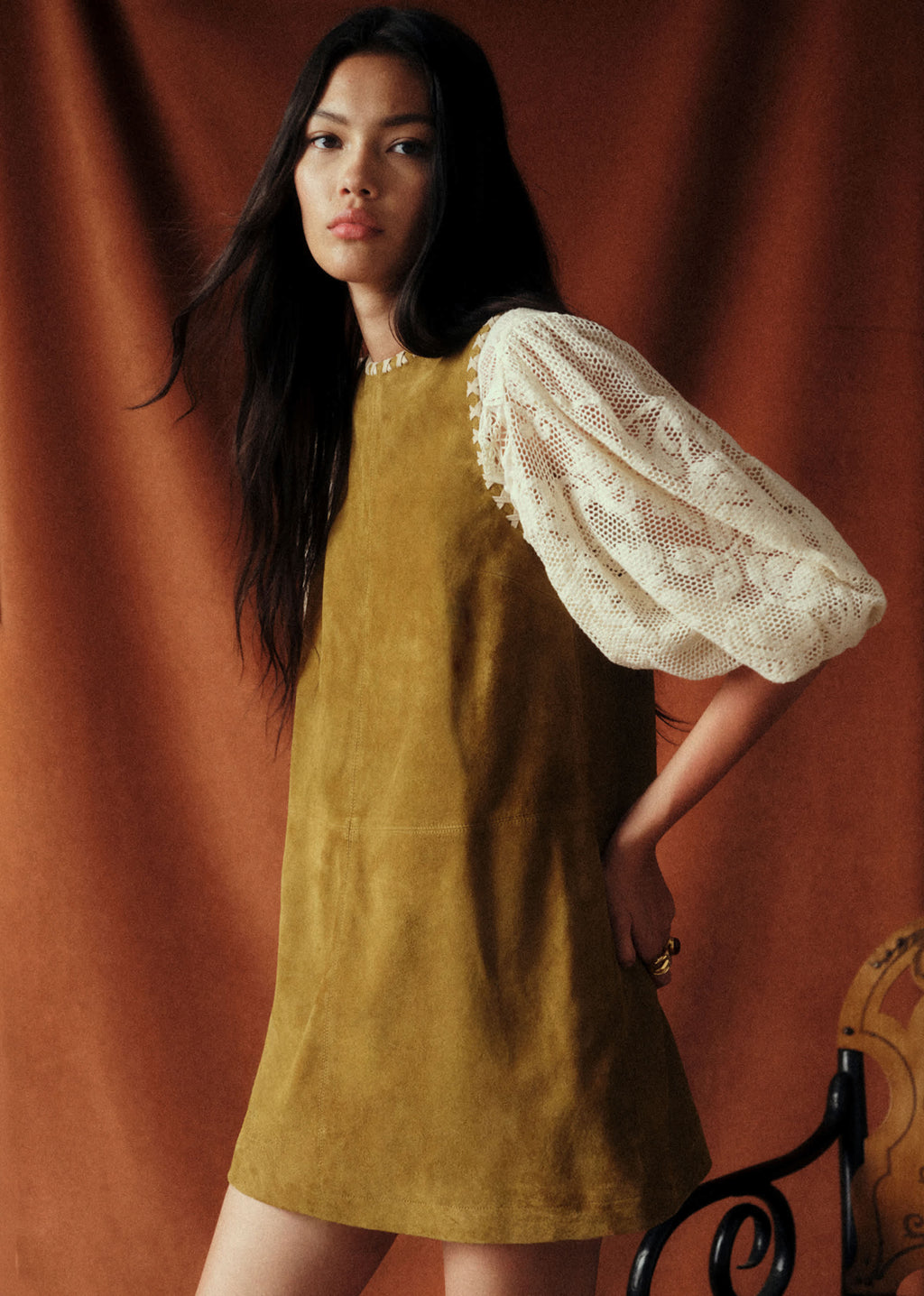 Robe Nicia - Sézane x Baziszt - Mordoré Croisillons Ecru