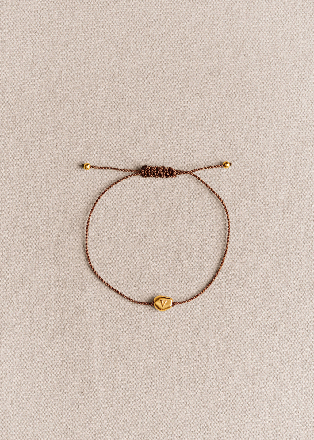 Bracelet Cléo - Chocolat - Lettre V