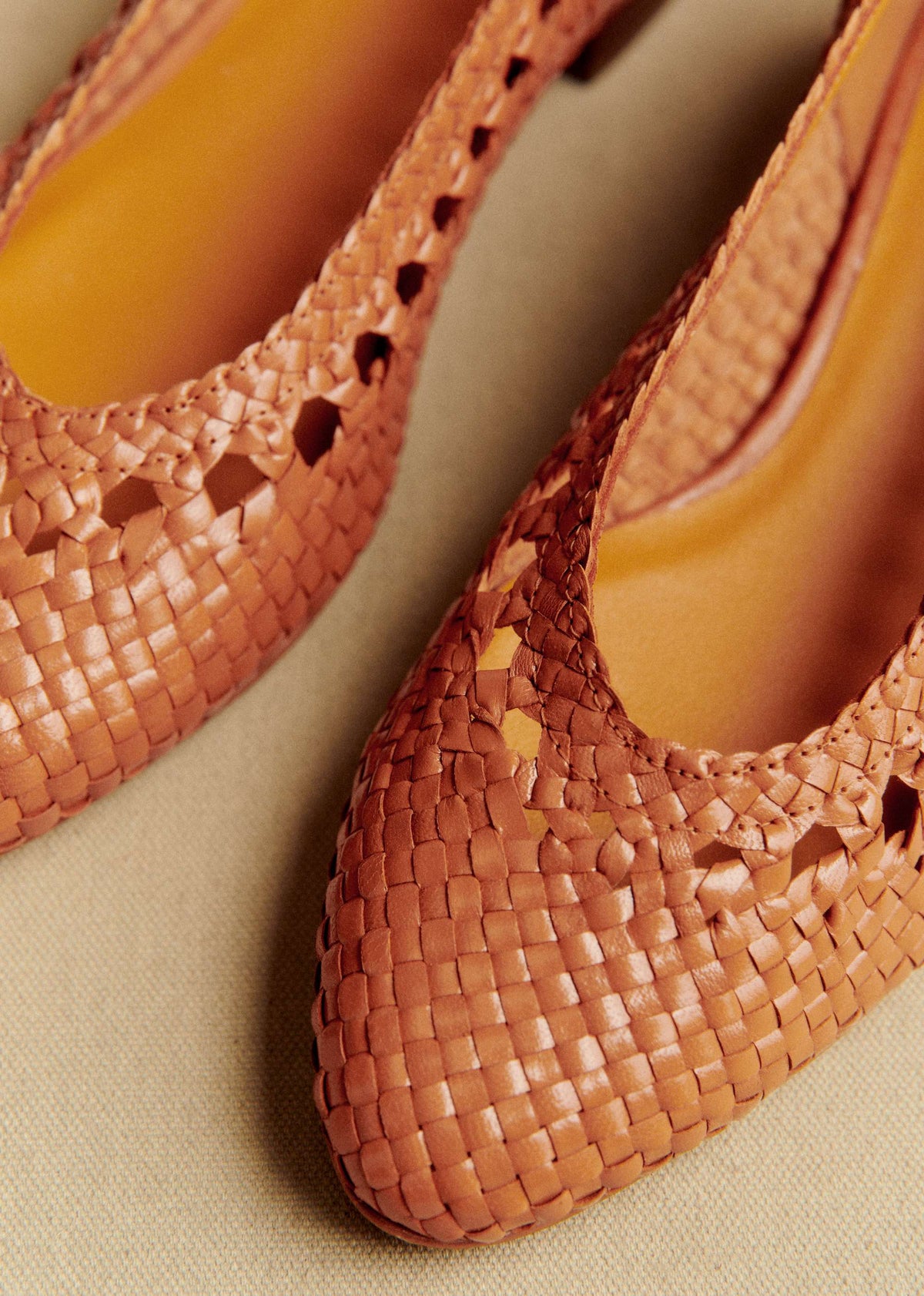 Ballerines Low Anya - Camel Lisse Tressé