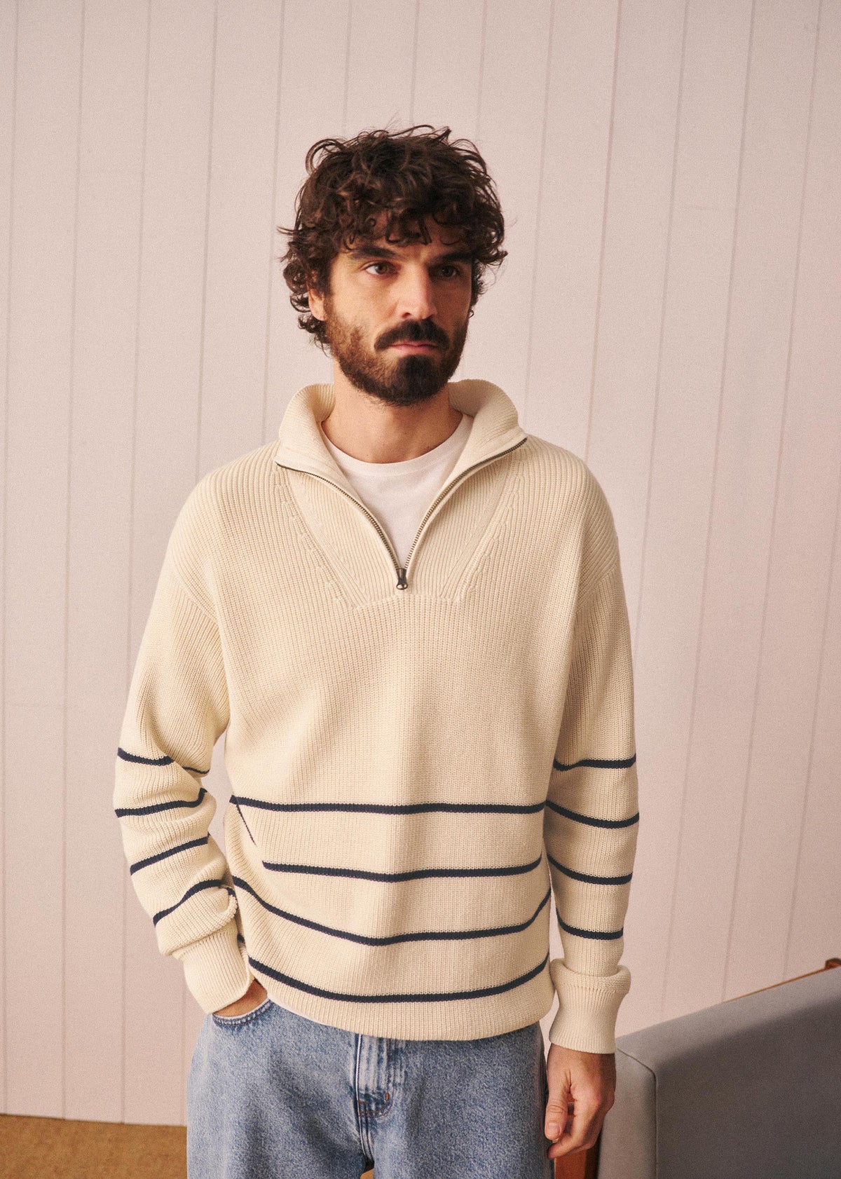 Pull Marlon - Écru Rayures Marine