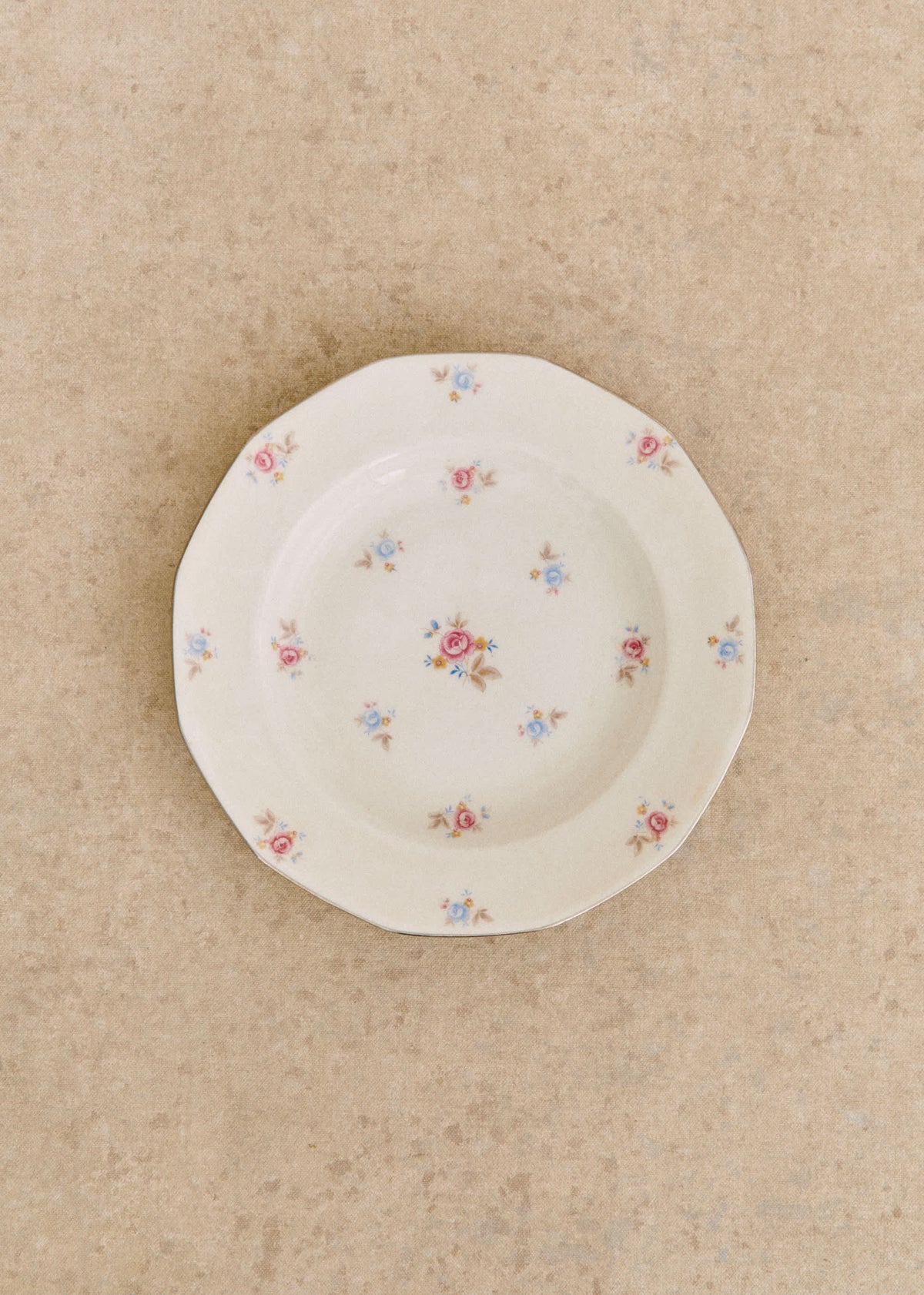 Assiettes creuses anciennes, Fleurs anglaises - Lot de 5 assiettes creuses - Décor n°5