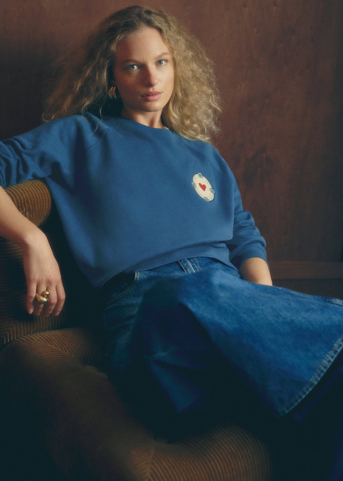 Sweat-Shirt Coeur - Sézane x Antoinette Poisson - Bleu Paon