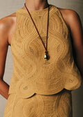 Blouse Deana - Broderie Unie Abstraite Raffinée Biscuit