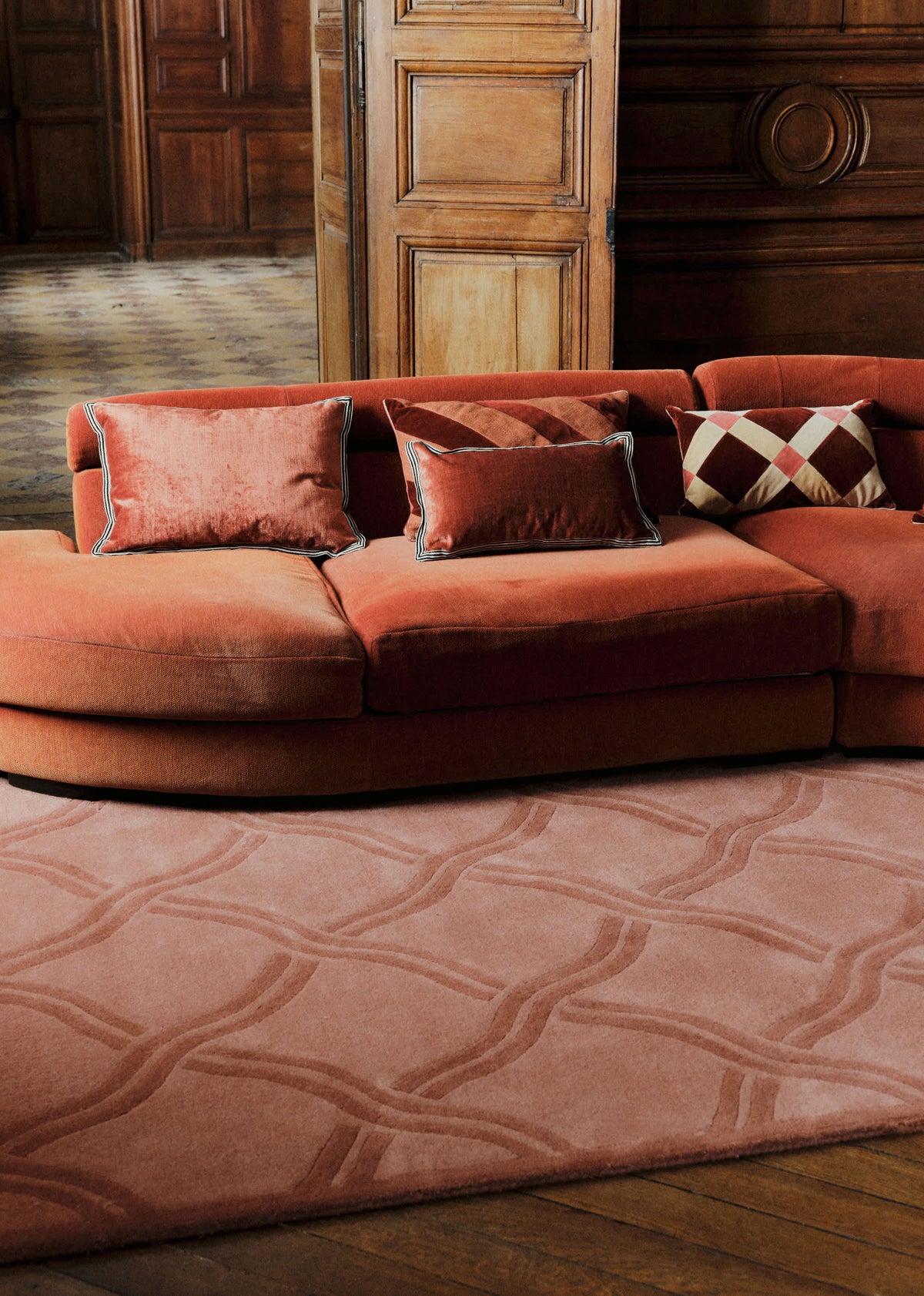 Coussin Velours Texturé - Grand modèle - Sienne