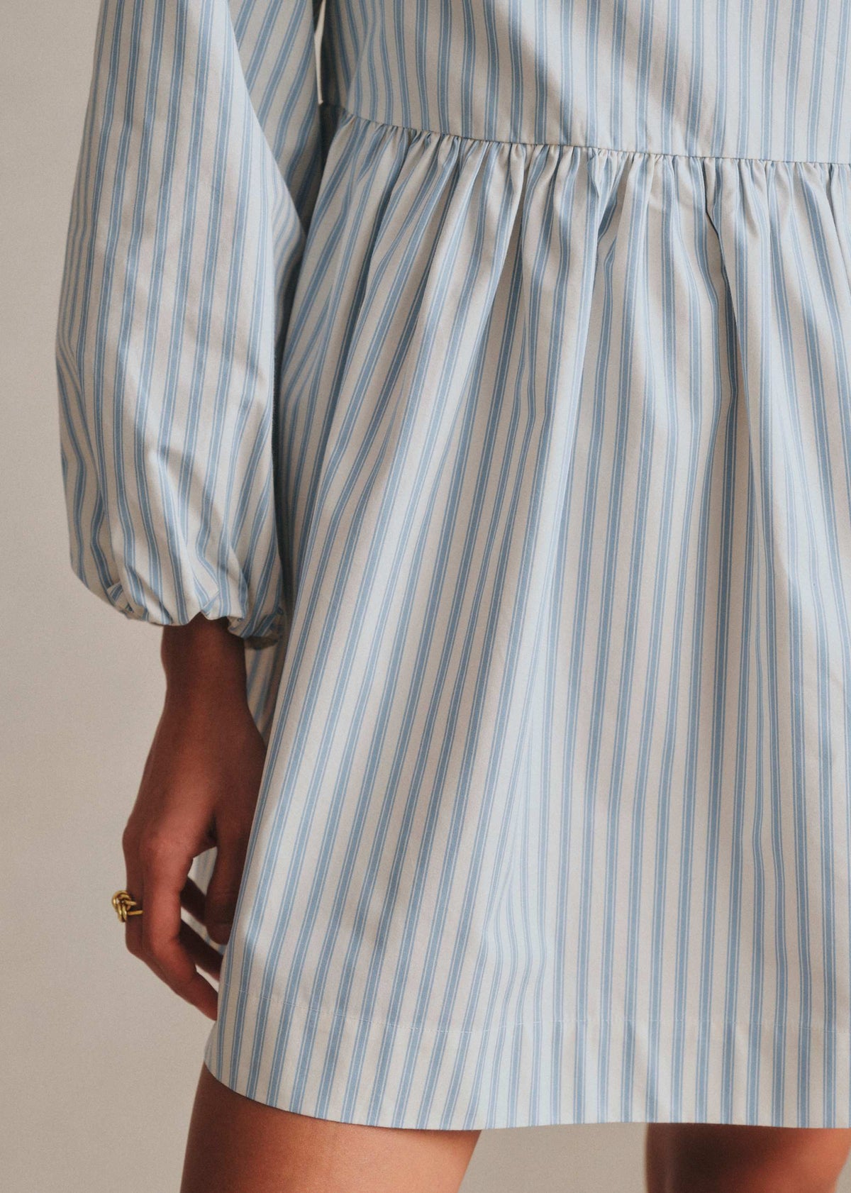 Robe Zelie - Rayures Bleu Ciel et Écru