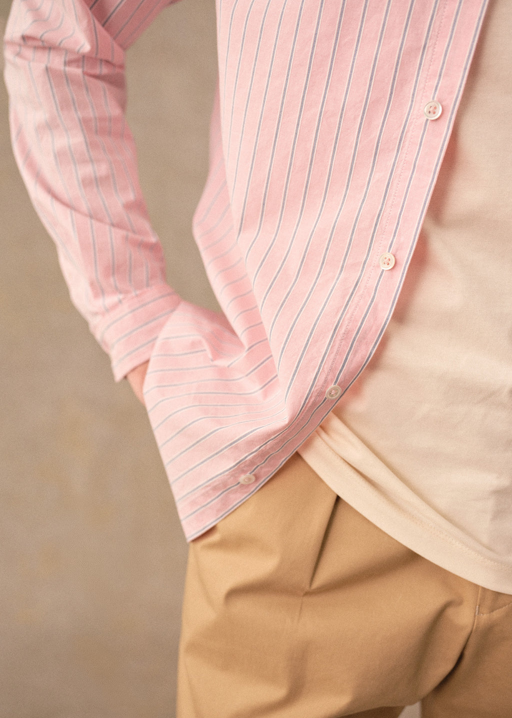 Chemise Charlie - Rose Rayures Bleues