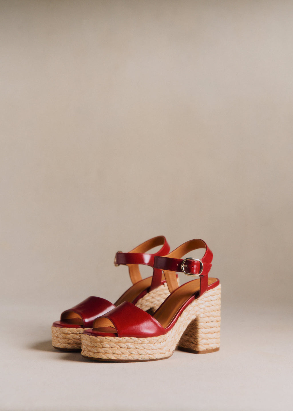 Sandales High Dorothée - Cerise Lisse
