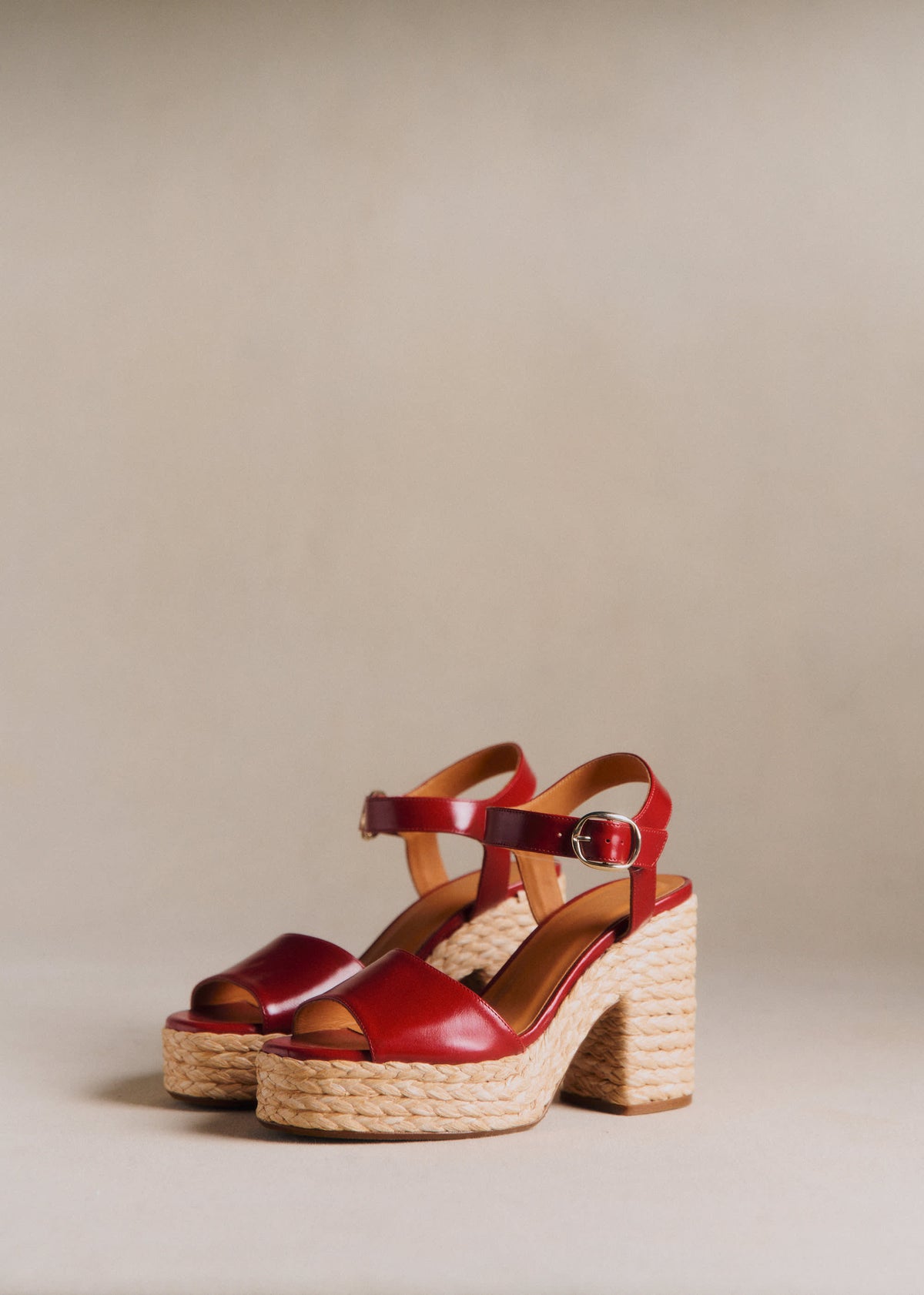 Sandales High Dorothée - Cerise Lisse
