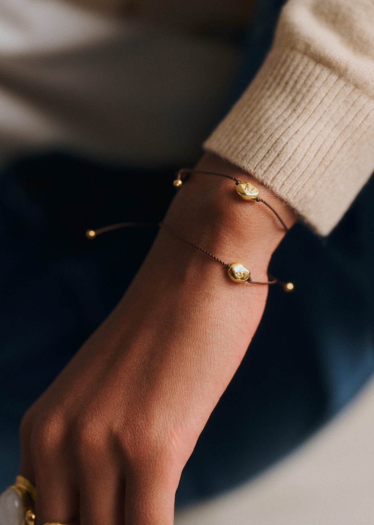 Bracelet Cléo - Chocolat - Lettre A