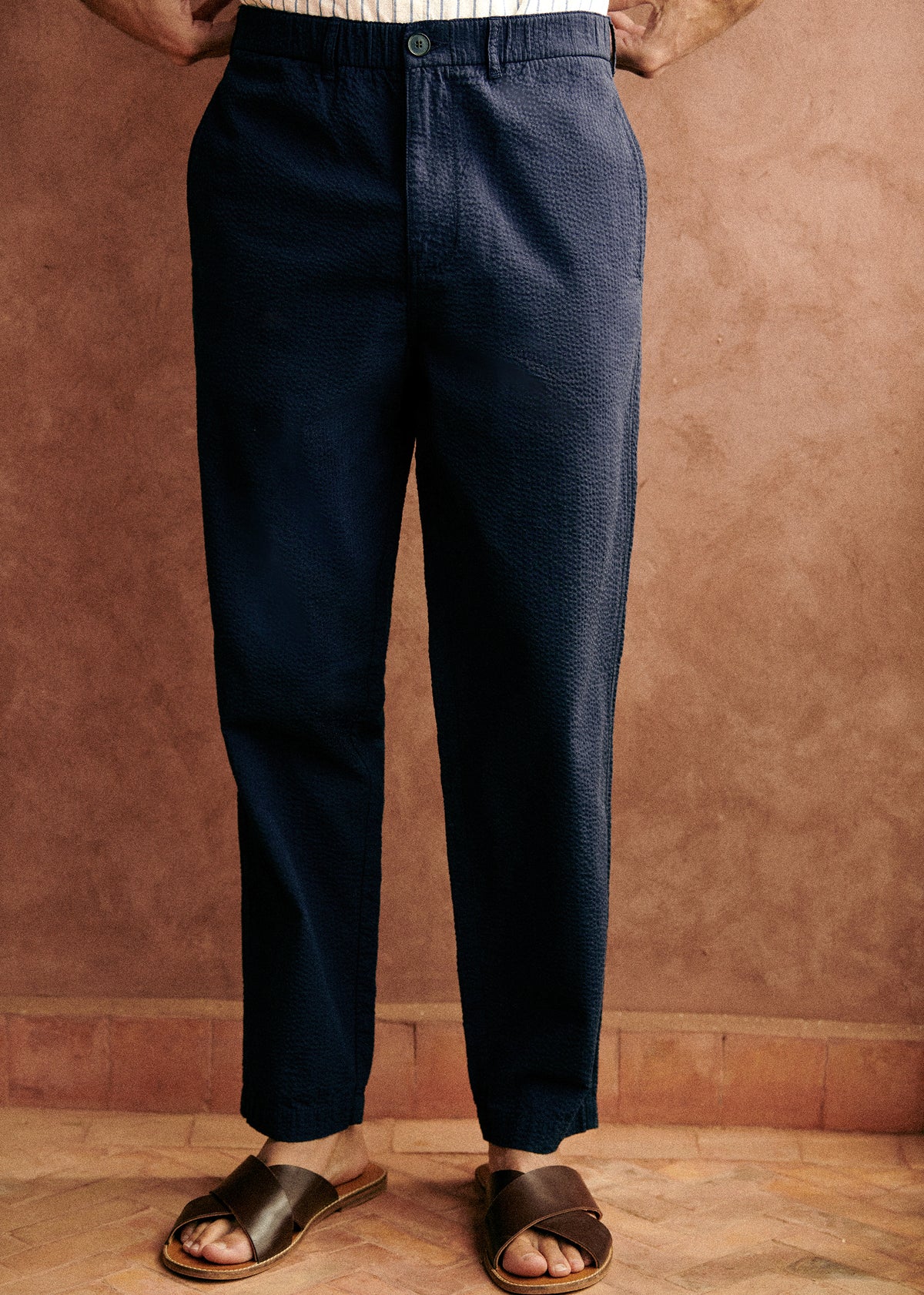 Pantalon Shane - Seersucker Marine