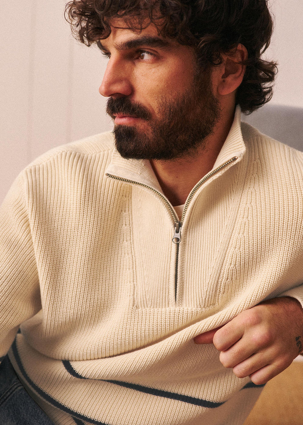 Pull Marlon - Écru Rayures Marine