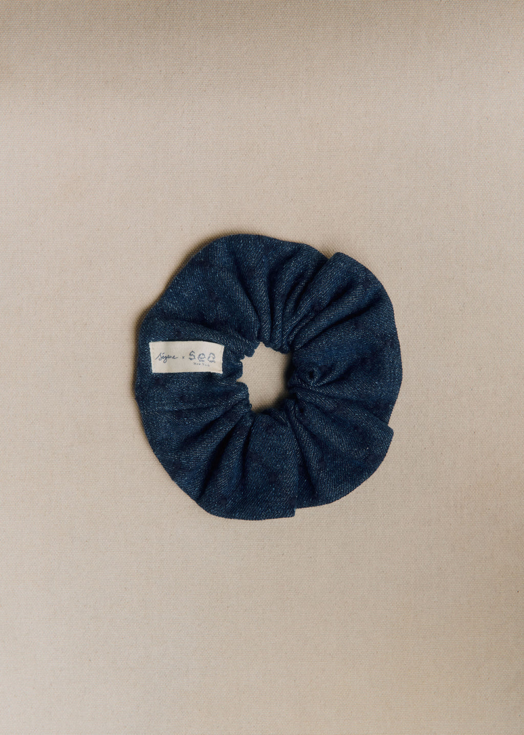 Chouchou denim brodé - Sézane x SEA NY - Bleu Denim Brodé