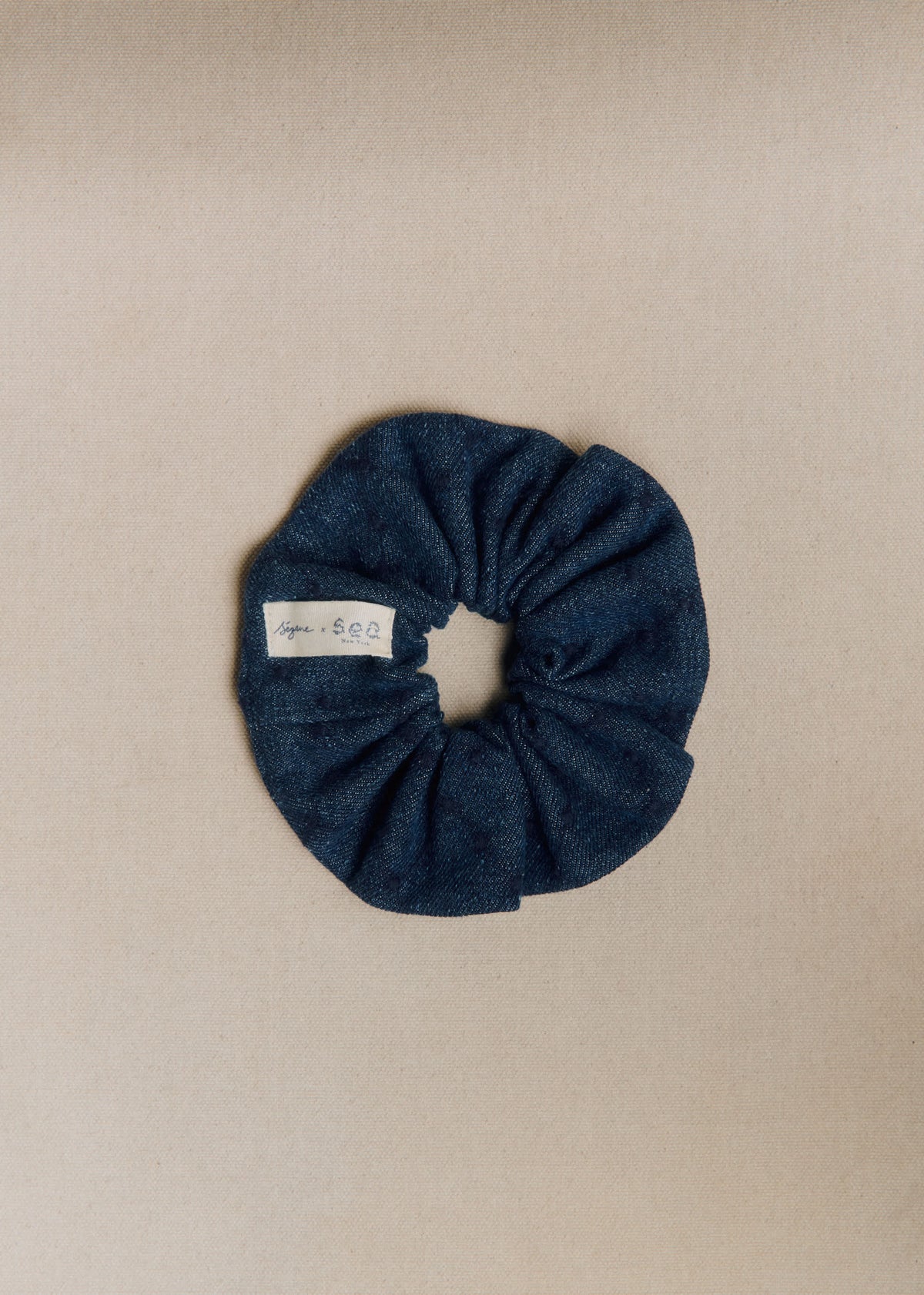 Chouchou denim brodé - Sézane x SEA NY - Bleu Denim Brodé