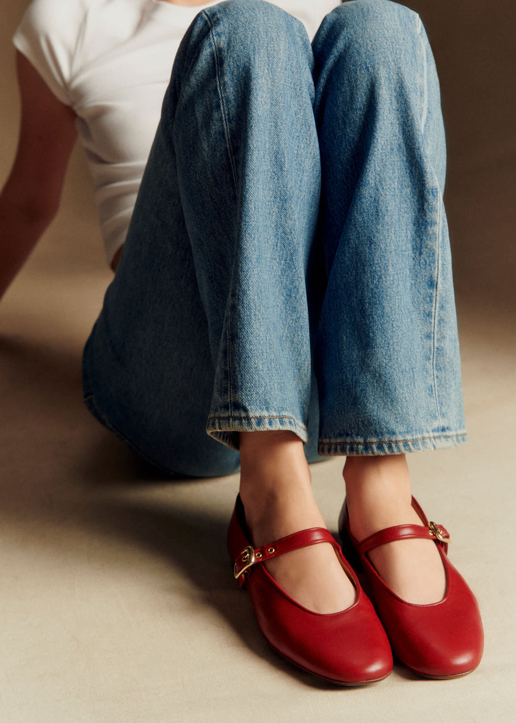 Ballerines Low Valentin - Rouge Lisse