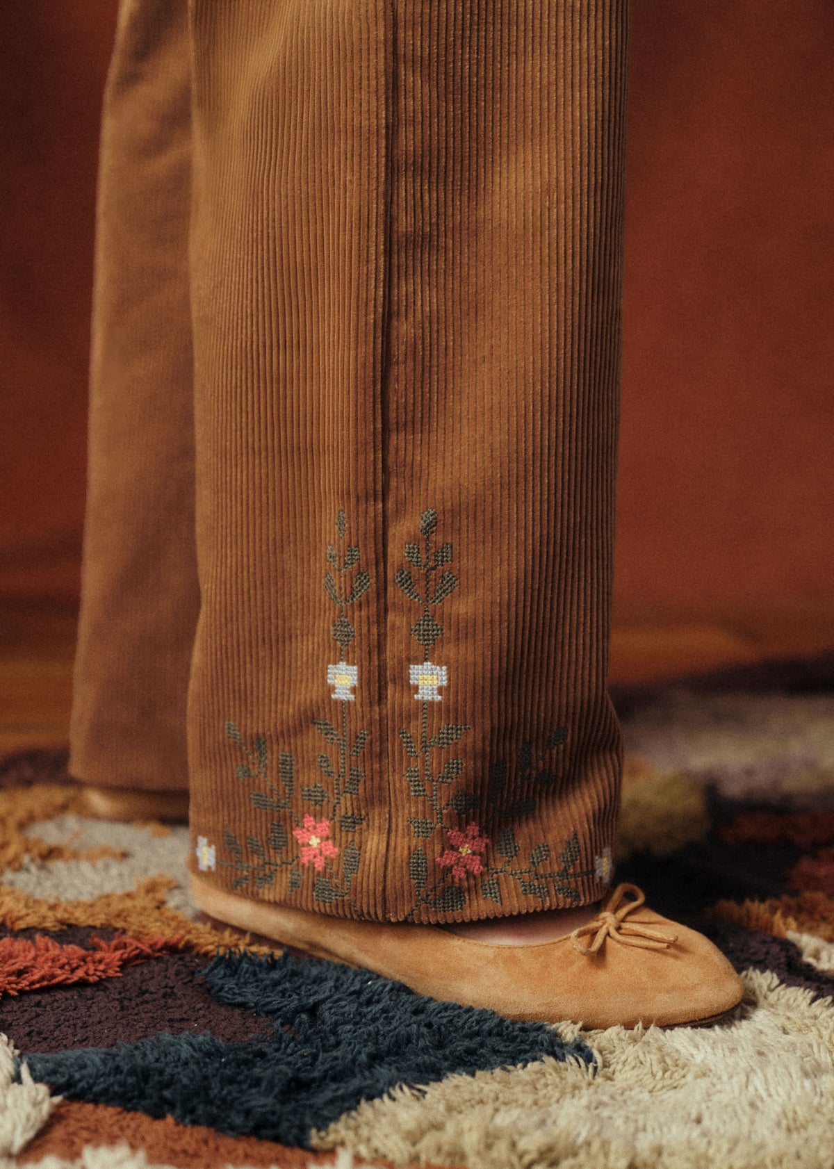 Pantalon Le Wide Leg - Sézane x Baziszt - Jardin Fond Beige
