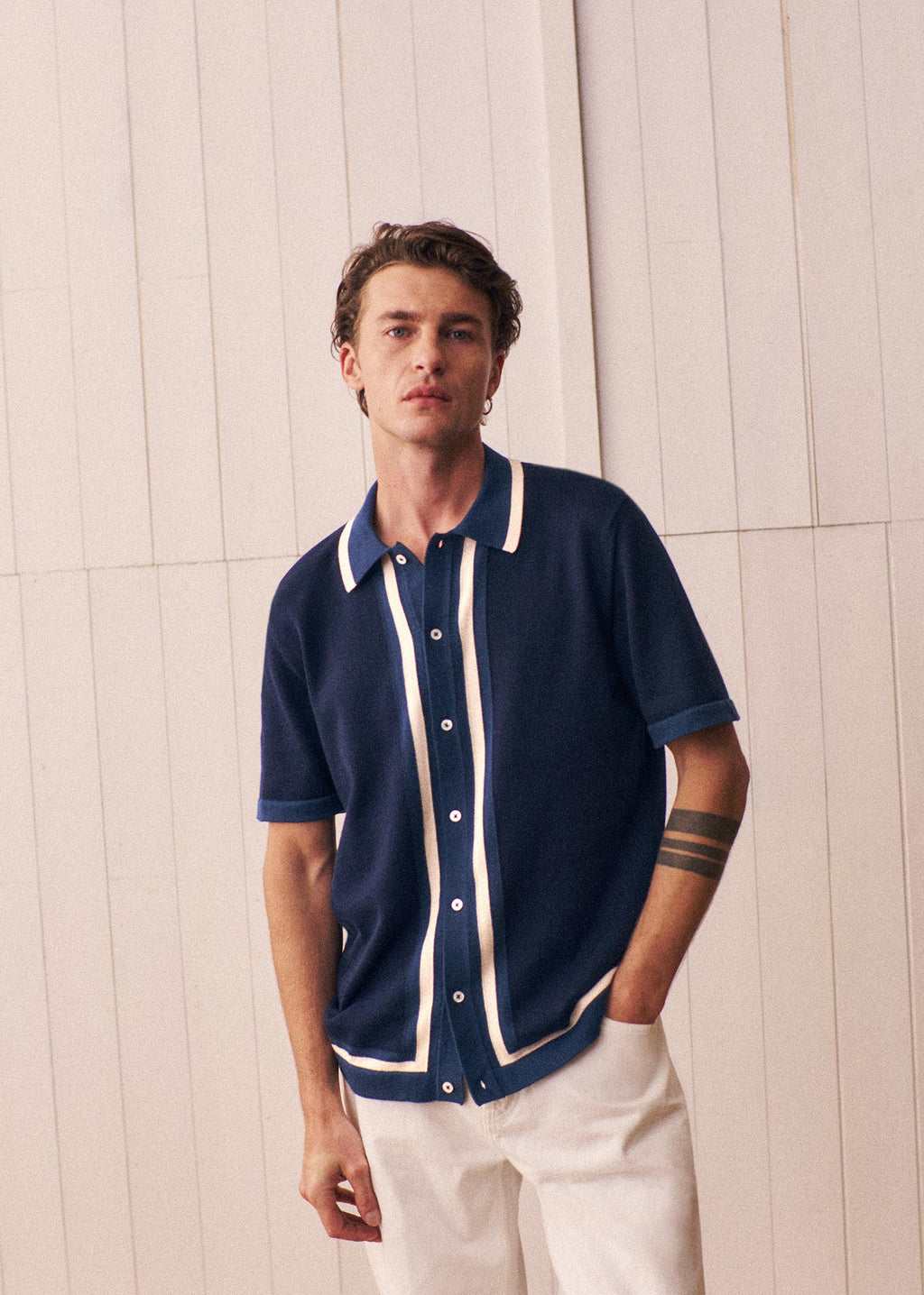 Chemise Maille Mateo - Marine / Ecru