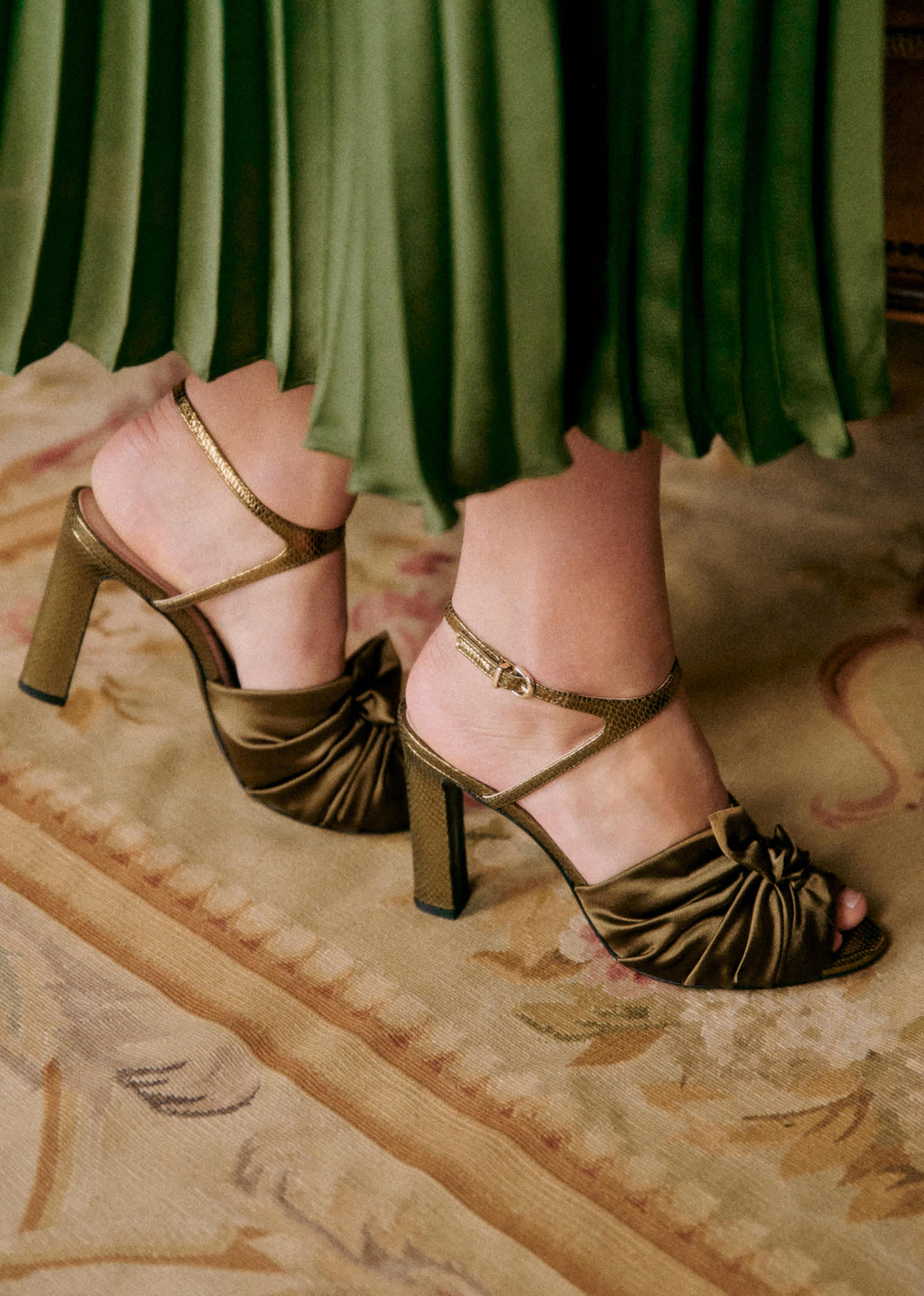 Sandales Marlene - CFM Souliers x Editions Sézane - Mini serpent et satin bronze