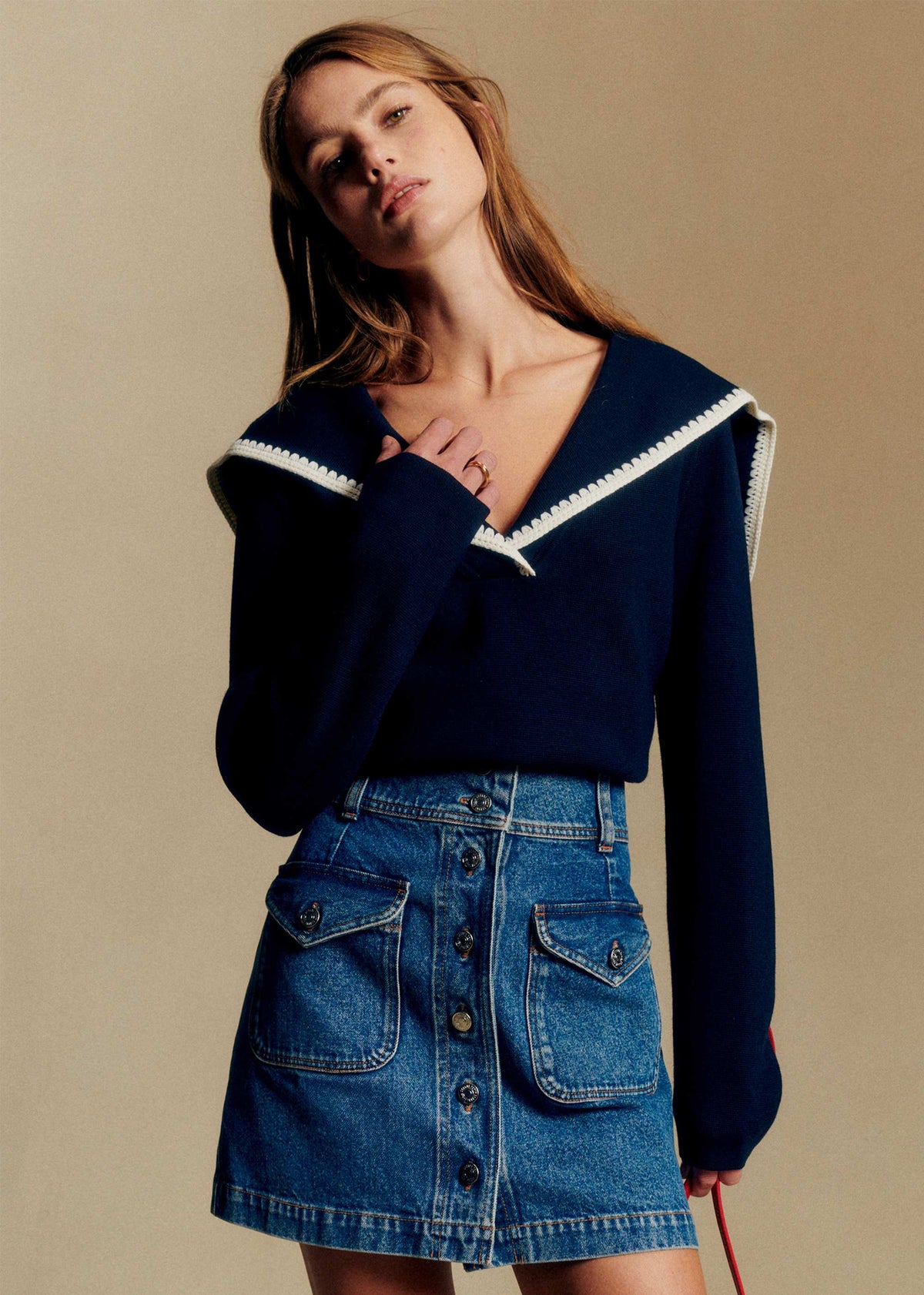 Pull Naya - Marine Détails Ecru
