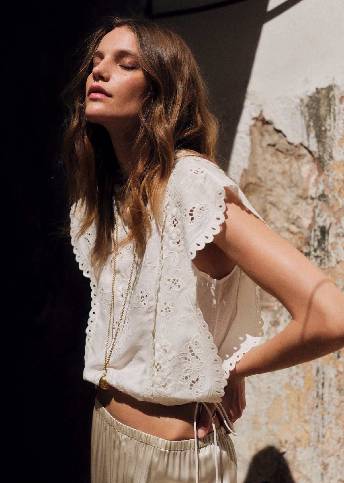 Blouse Tamy - Broderie Unie Ecru