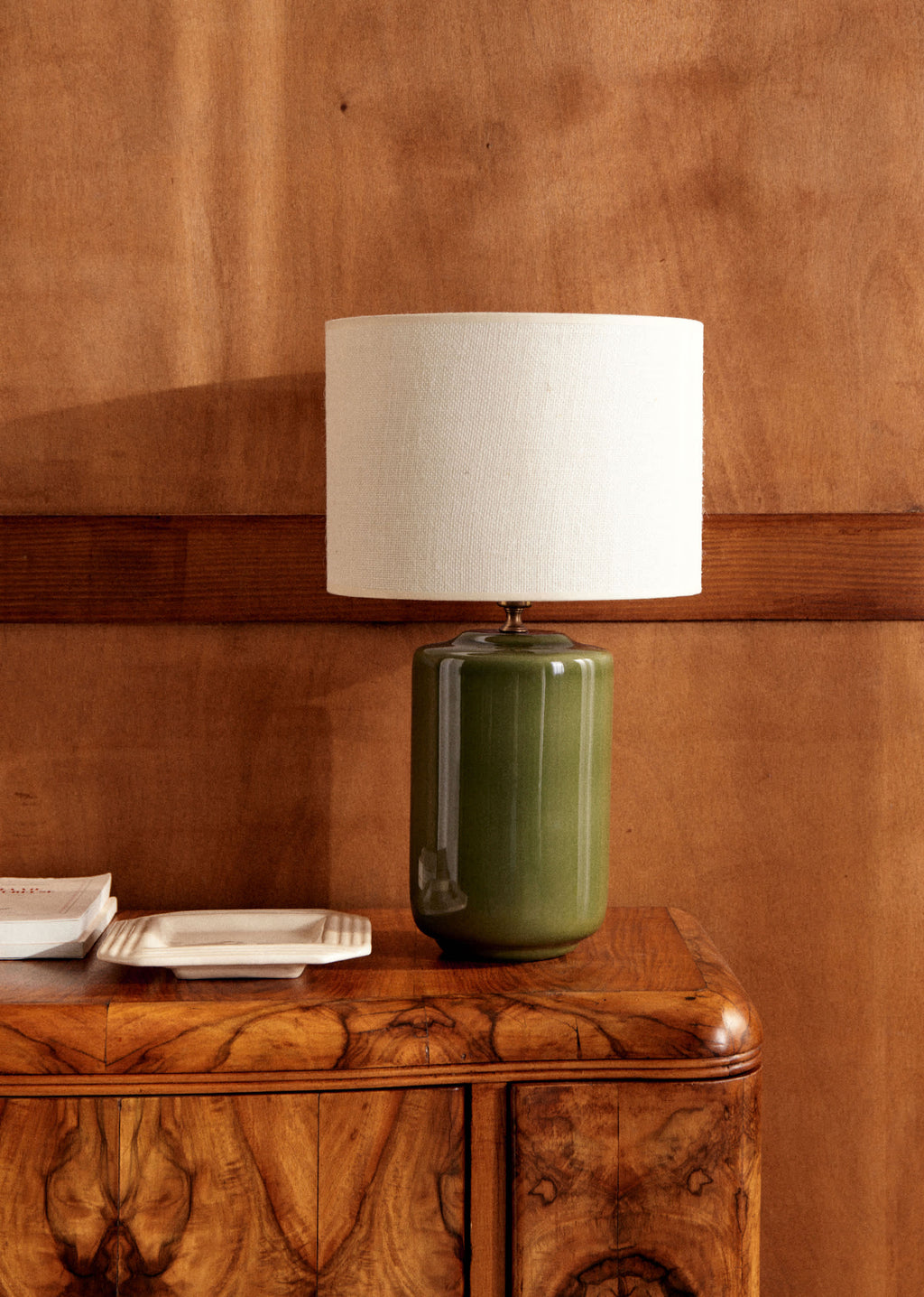 Lampe Mezzo - Sauge - Abat-jour Dolce - Jute Écru